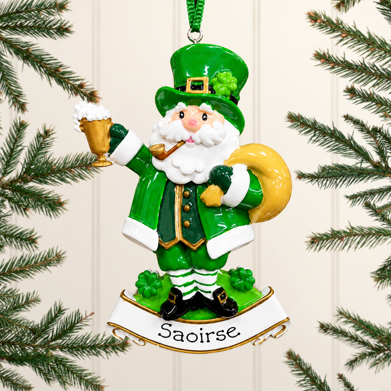 Personalised Family Christmas Xmas Tree Decoration Ornament - Irish Santa