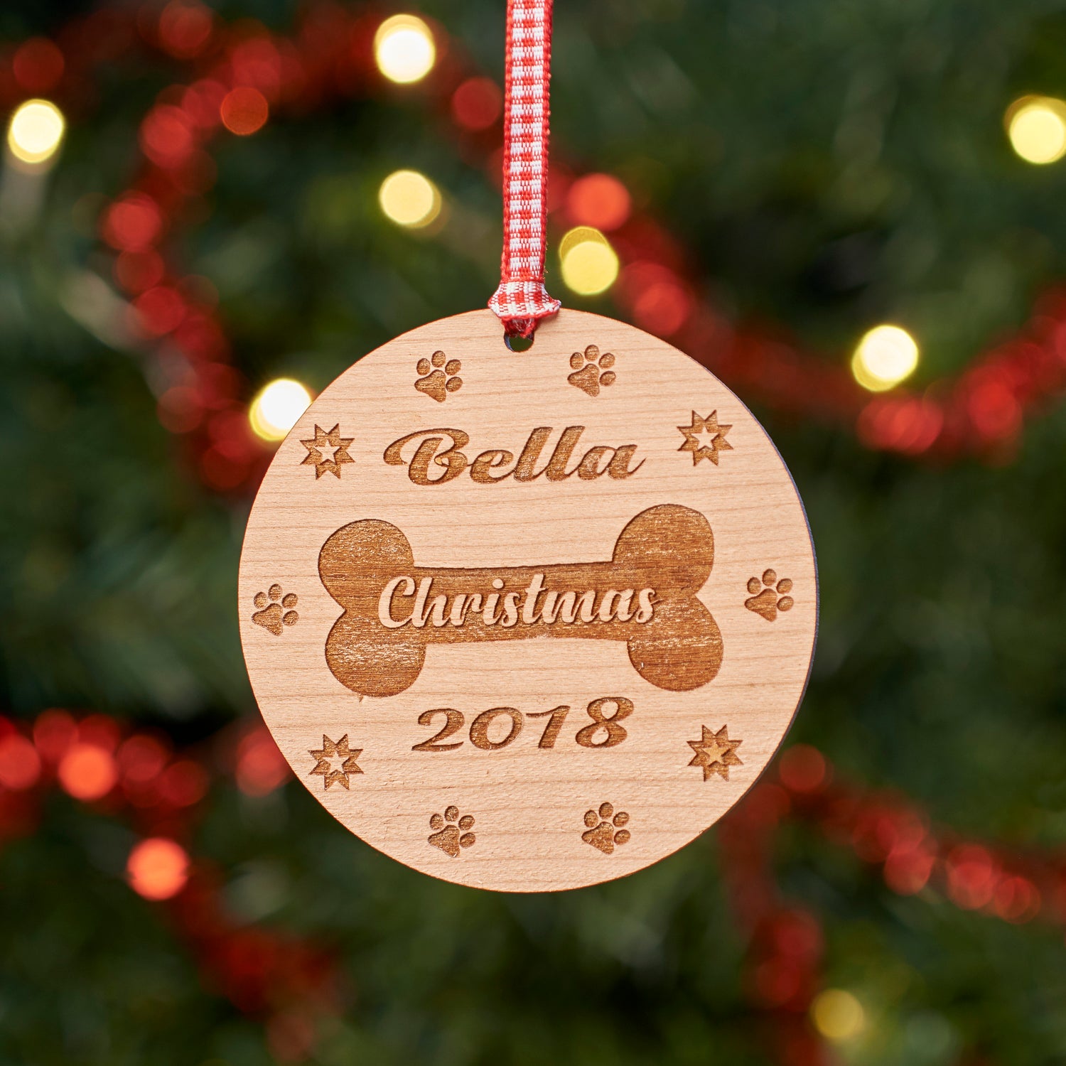 Personalised Dog Paw Tree Decoration Ornament