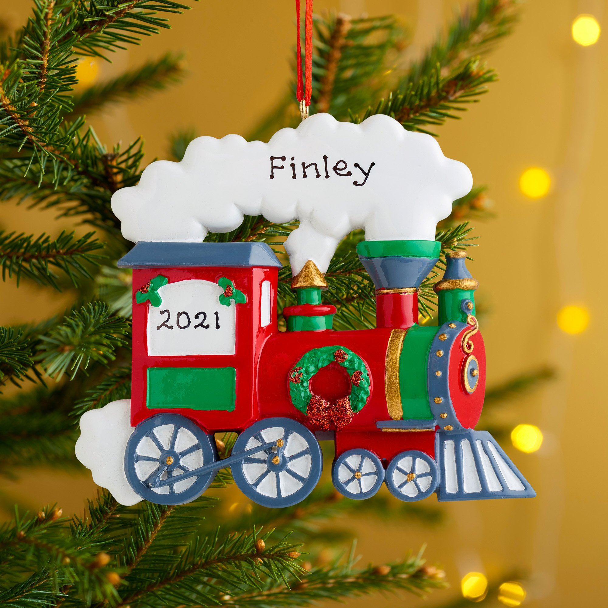 Christmas Ornament - Personalised Family Christmas Xmas Tree Decoration Ornament - Train