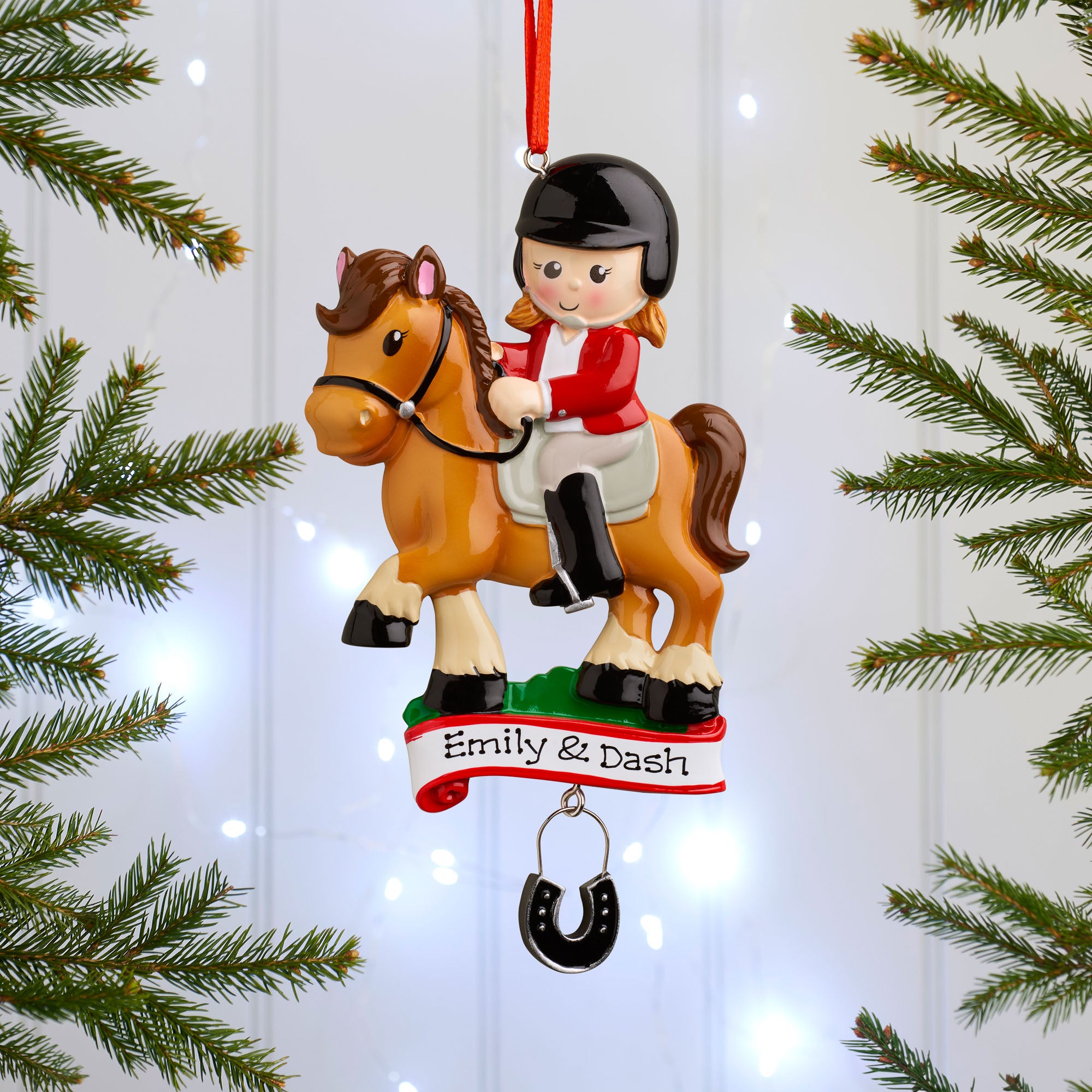 Personalised Family Christmas Xmas Tree Decoration Ornament - Girl on Horse