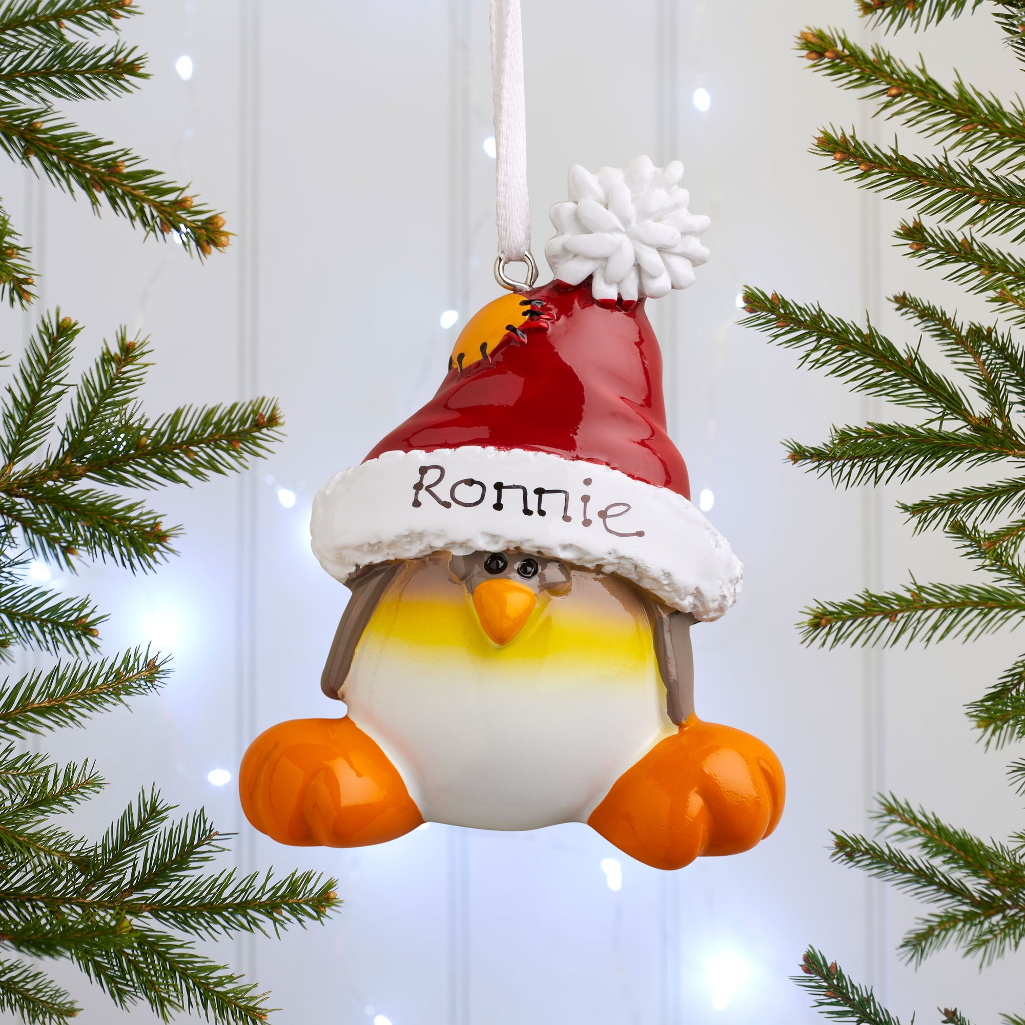 Personalised Family Christmas Xmas Tree Decoration Ornament - Penguin in Hat