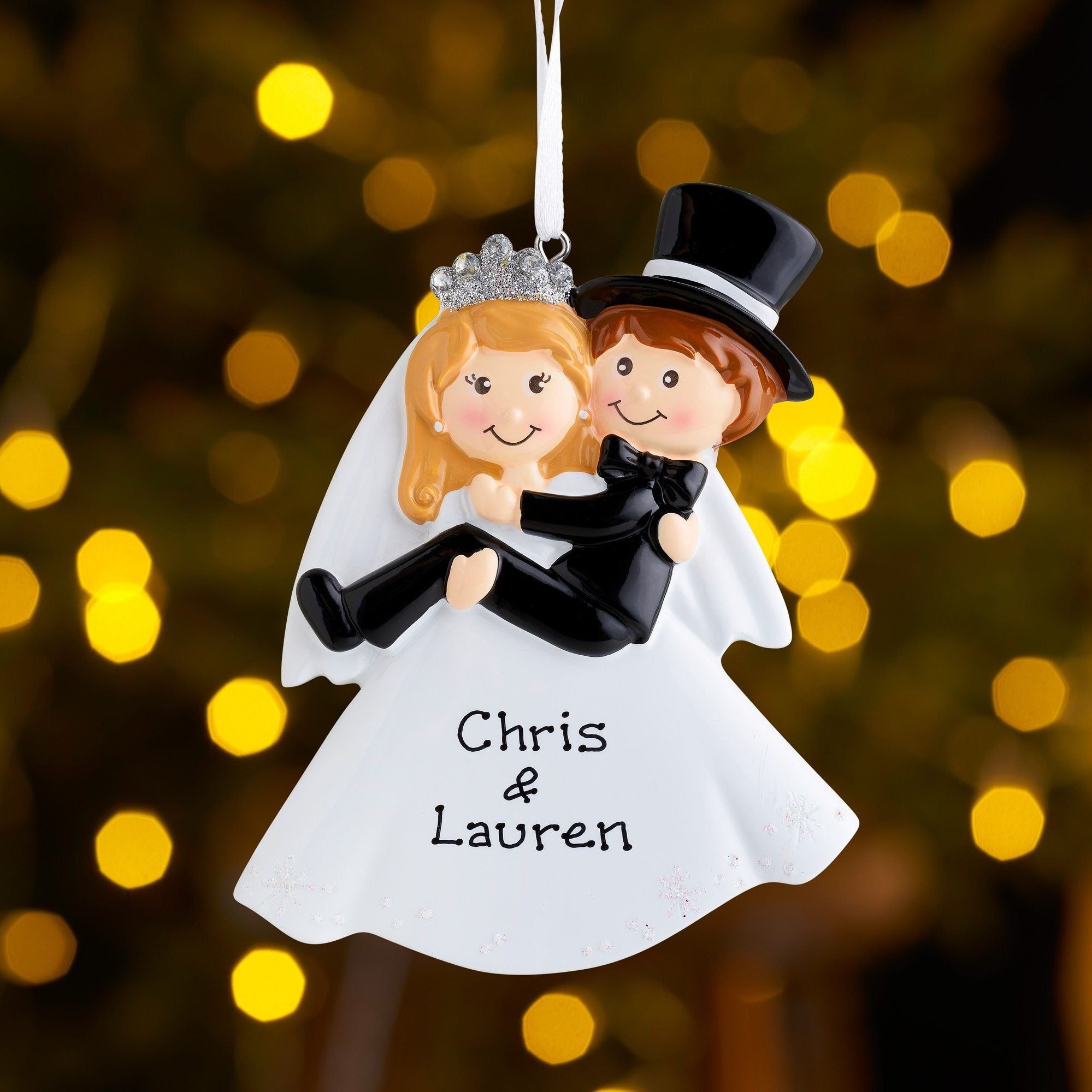 Christmas Ornament - Personalised Family Christmas Xmas Tree Decoration Ornament - Bride Carrying Groom