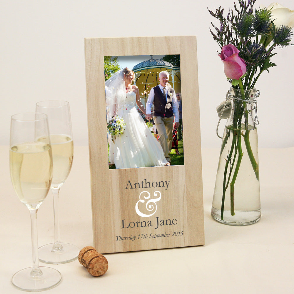 Personalised Wedding Wooden Picture Frame with Ampersand