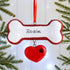 Christmas Ornament - Personalised Pet Dog Christmas Xmas Tree Decoration Ornament - Dog Bone With Heart