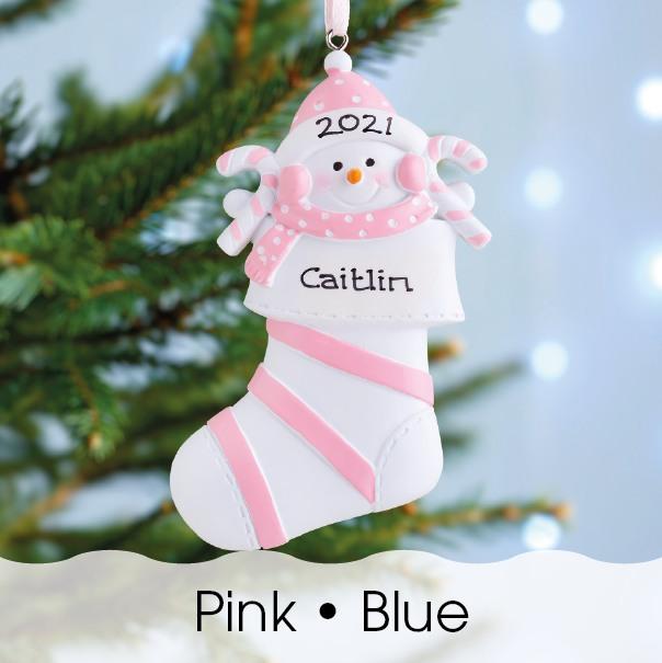 Christmas Ornament - Personalised Baby's 1st Christmas Xmas Tree Decoration Ornament - Snow Baby
