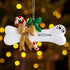 Christmas Ornament - Personalised Pet Dog Christmas Xmas Tree Decoration Ornament - Dog Bone With Holly