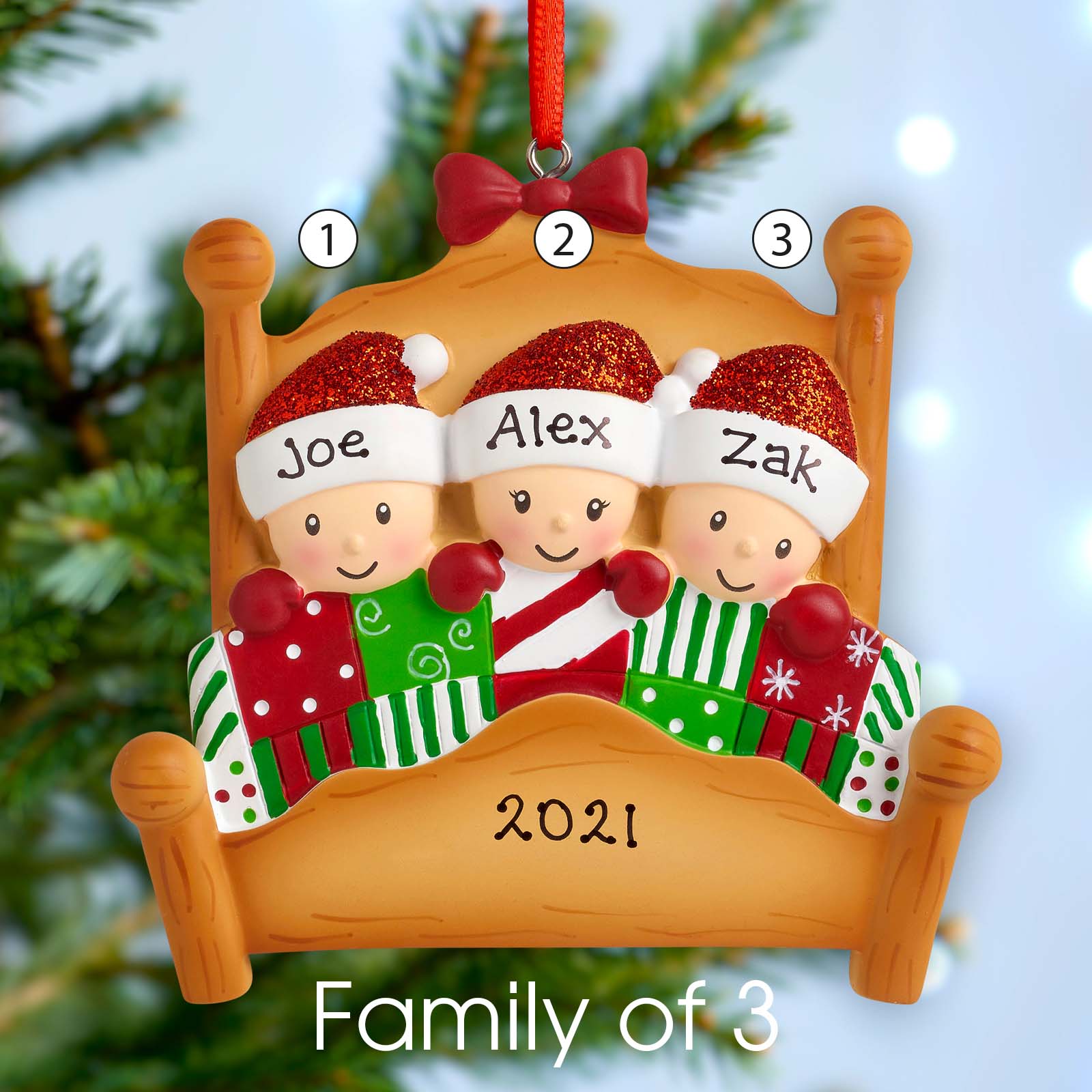 Personalised Family Christmas Xmas Tree Decoration Ornament - Bed Heads Family