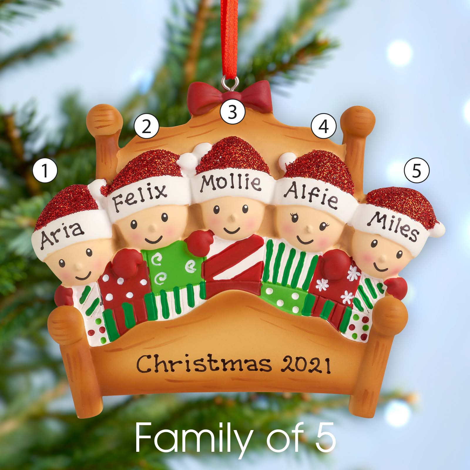 Personalised Family Christmas Xmas Tree Decoration Ornament - Bed Heads Family