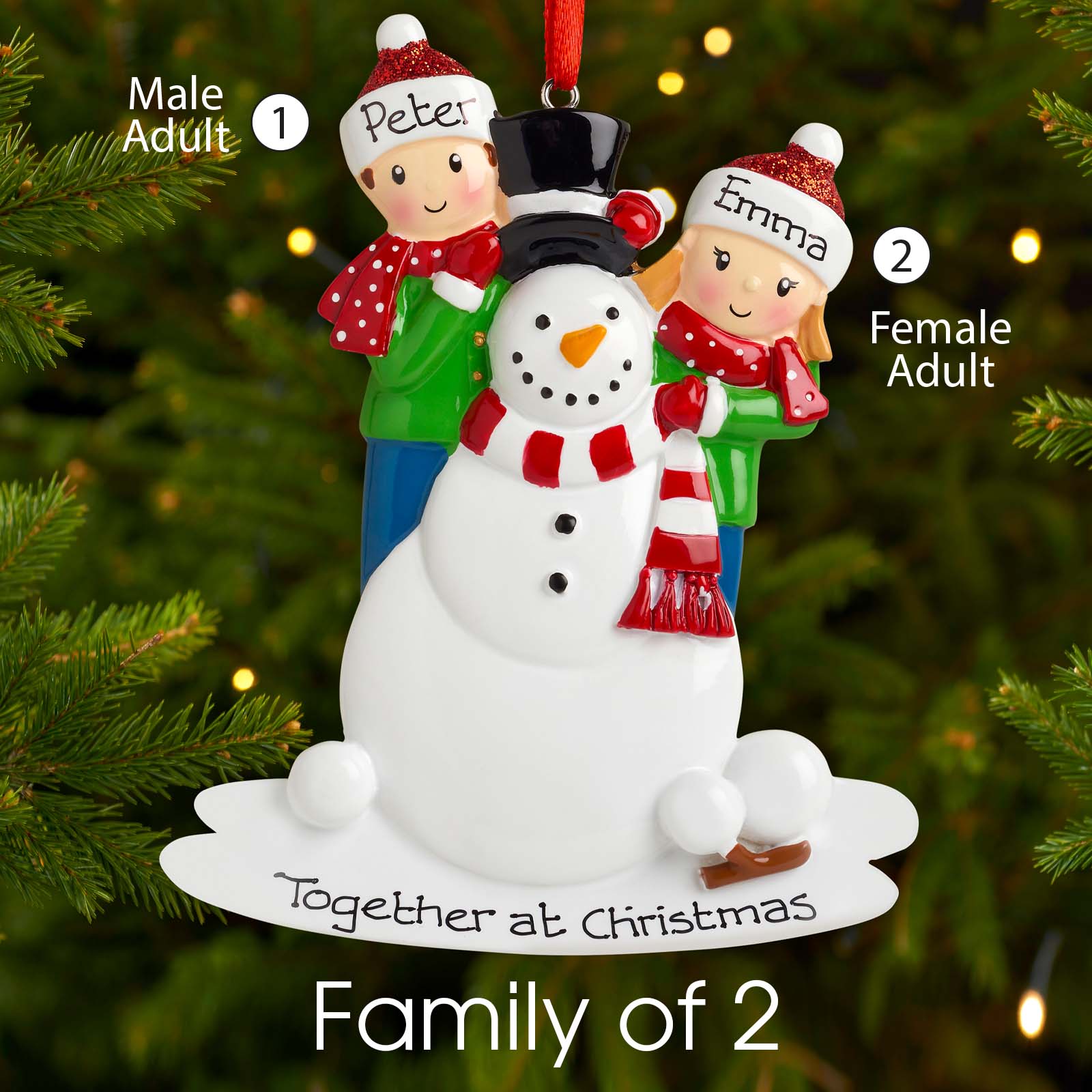 Personalised Family Christmas Xmas Tree Decoration Ornament - Building Snowman