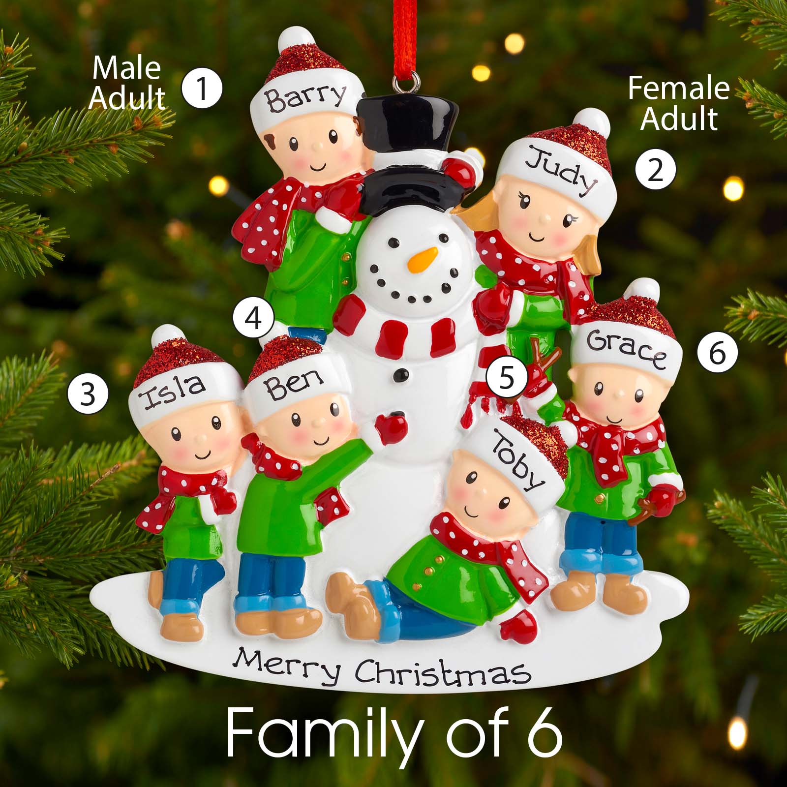 Personalised Family Christmas Xmas Tree Decoration Ornament - Building Snowman