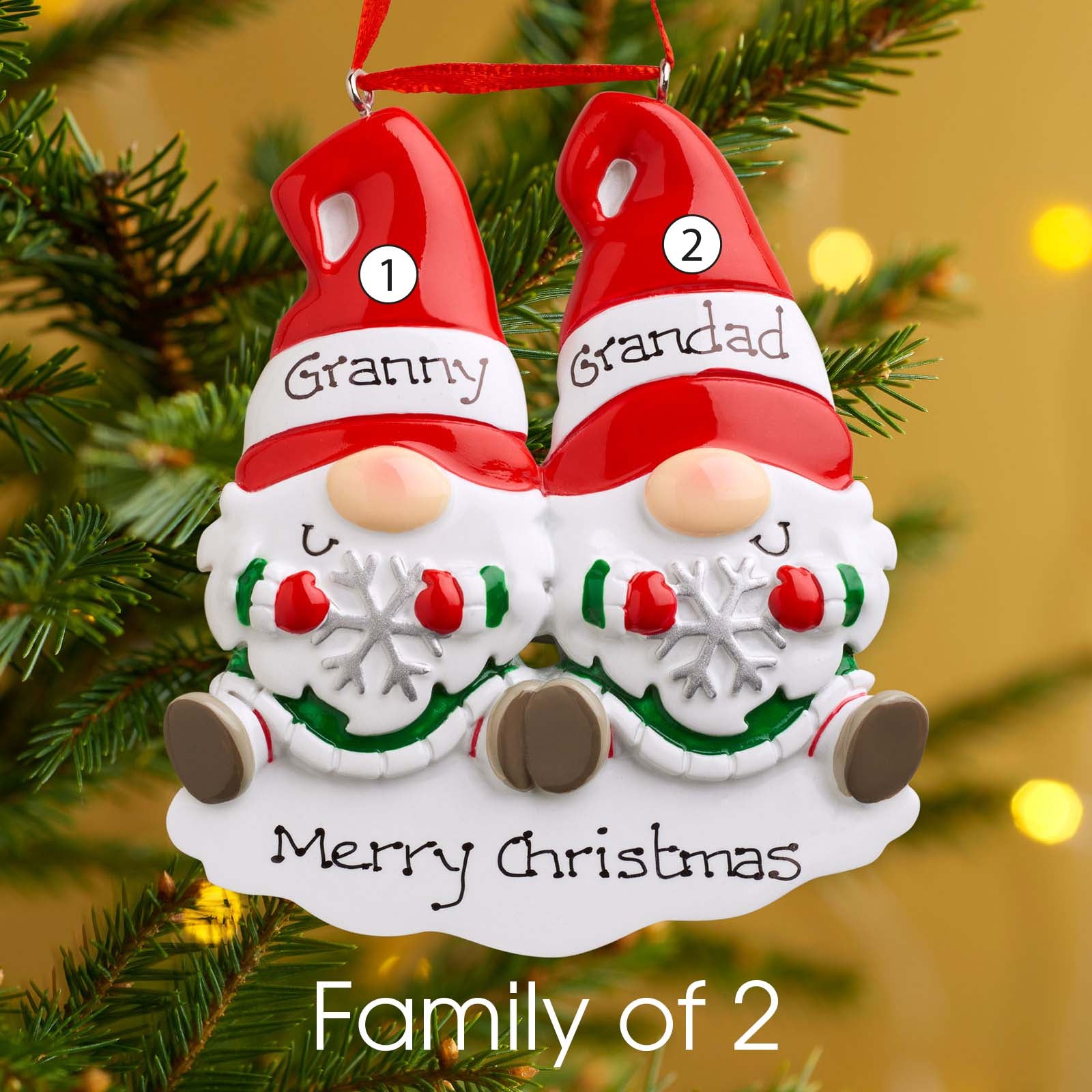 Personalised Family Christmas Xmas Tree Decoration Ornament - Gonk Gnome Family