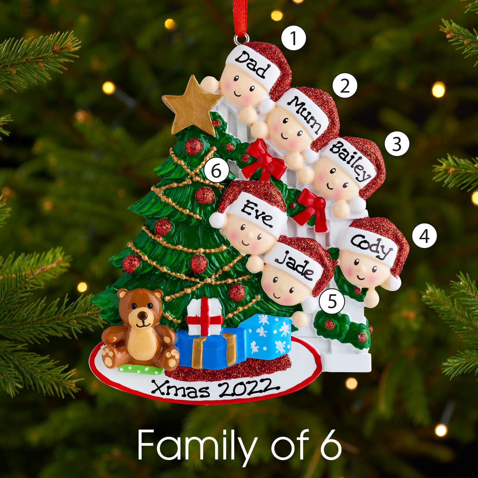Personalised Family Christmas Xmas Tree Decoration Ornament - Peeking Family