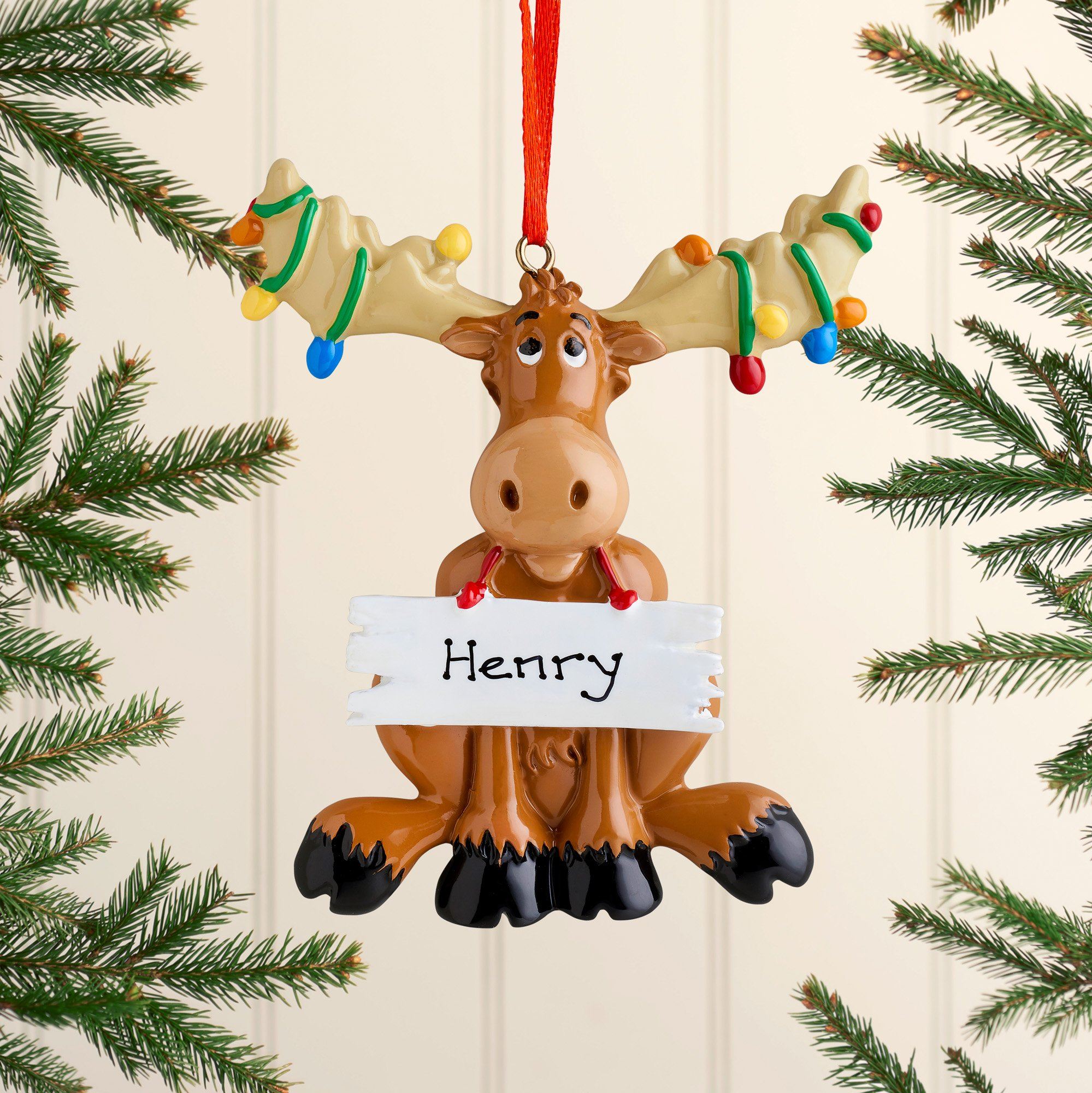 Christmas Ornament - Personalised Family Christmas Xmas Tree Decoration Ornament - Reindeer With Lights