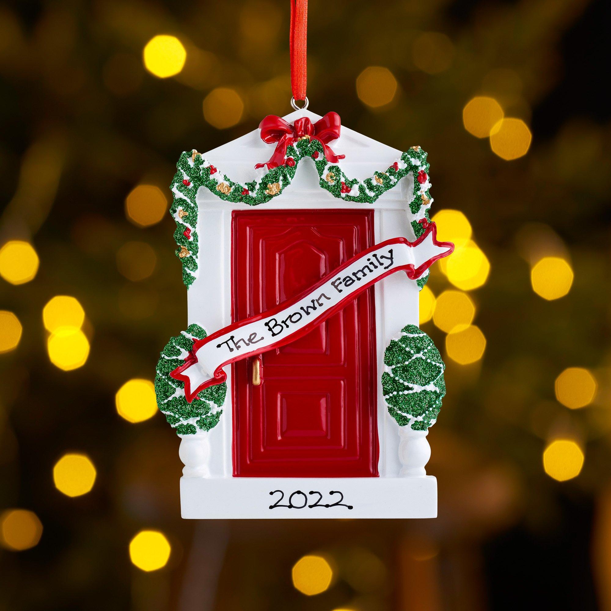 Christmas Ornament - Personalised Family Christmas Xmas Tree Decoration Ornament - Red Door