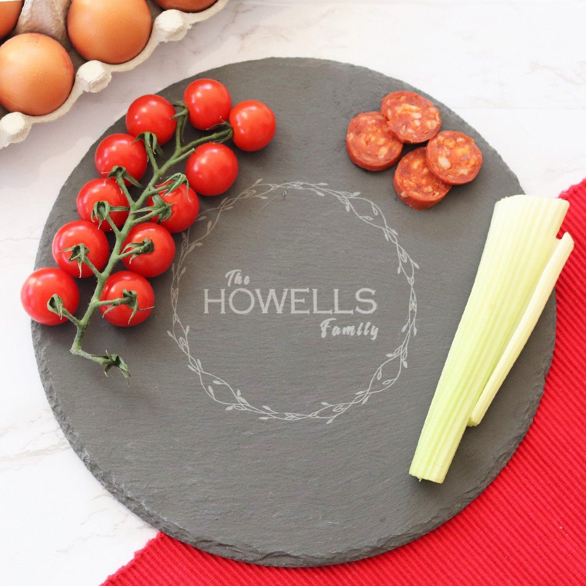 Cheese Board - Personalised Chopping Or Cheese Board - Wreath