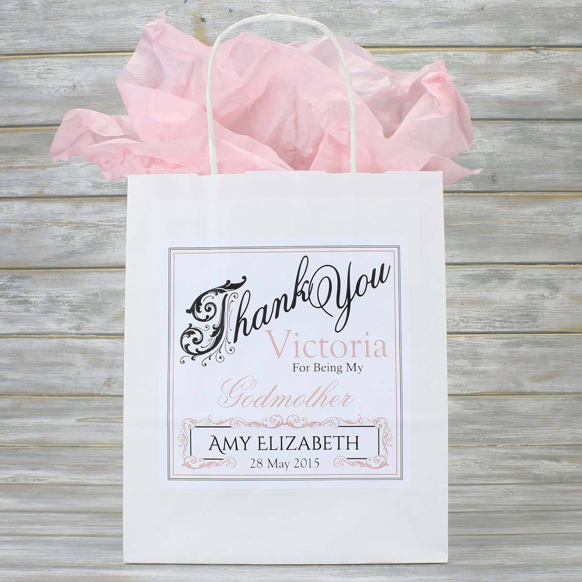 Christening Bag - Personalised Christening Gift Bag With Matching Tissue Paper