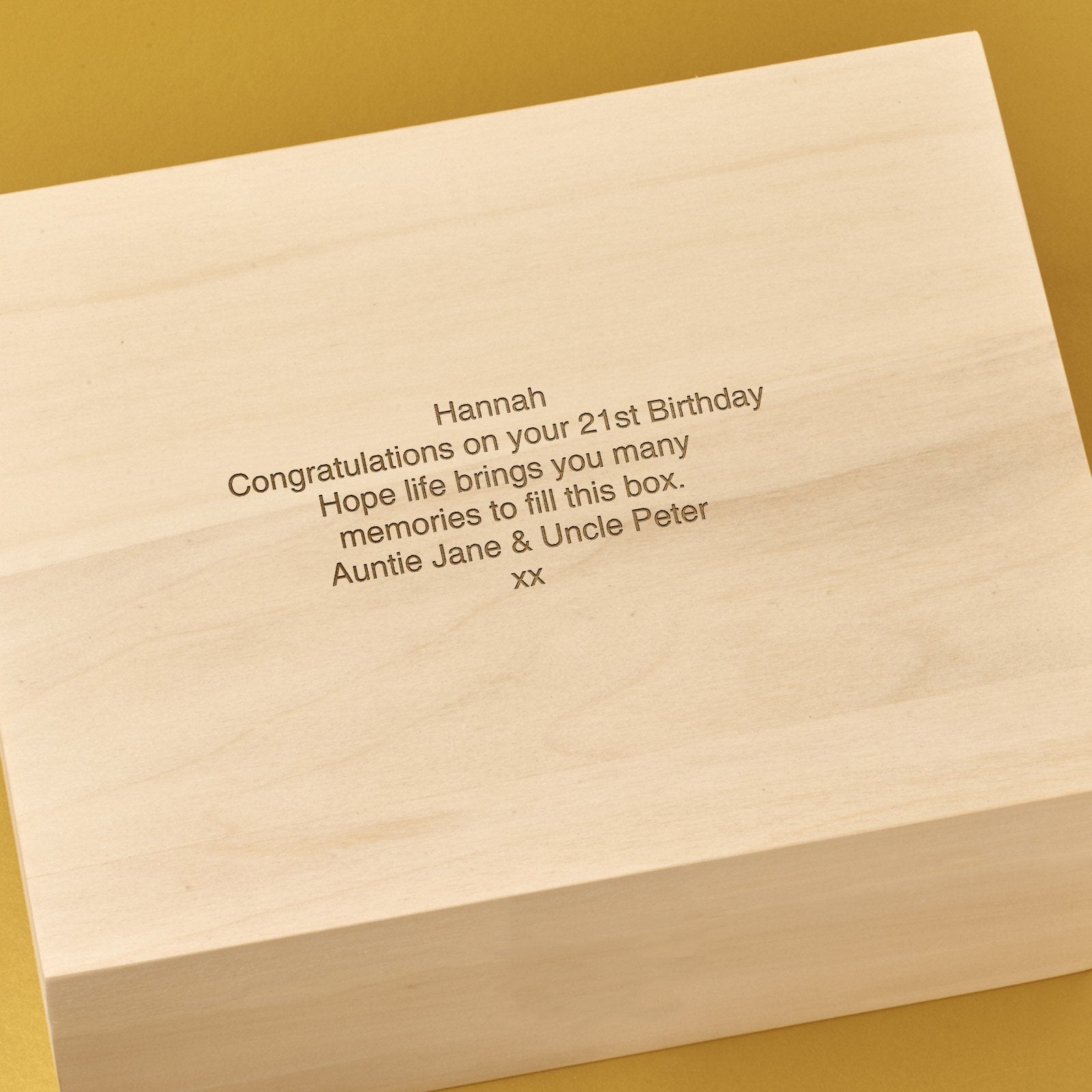 Christening Box - Personalised Laser Engraved Wooden Memory Keepsake Box With Hinged Lid - 21st Birthday Design