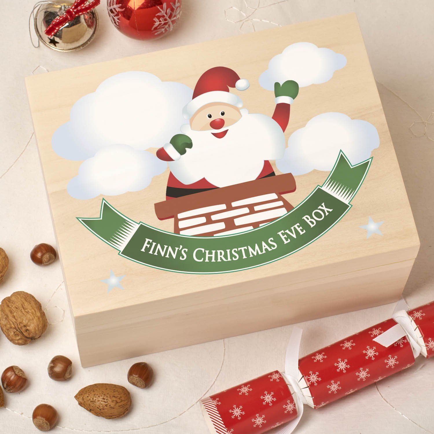 Christmas Box - Colour - Personalised Wooden Colour Christmas Eve Box - Chimney