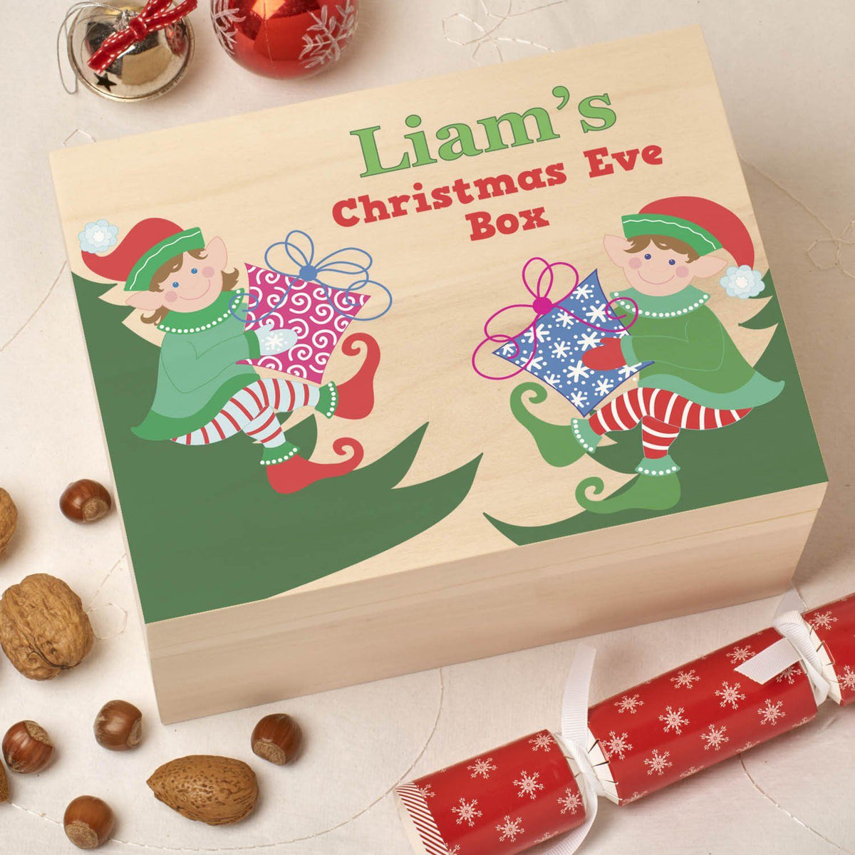 Personalised Wooden Colour Christmas Eve Box - Elf – Tabetha's Touch