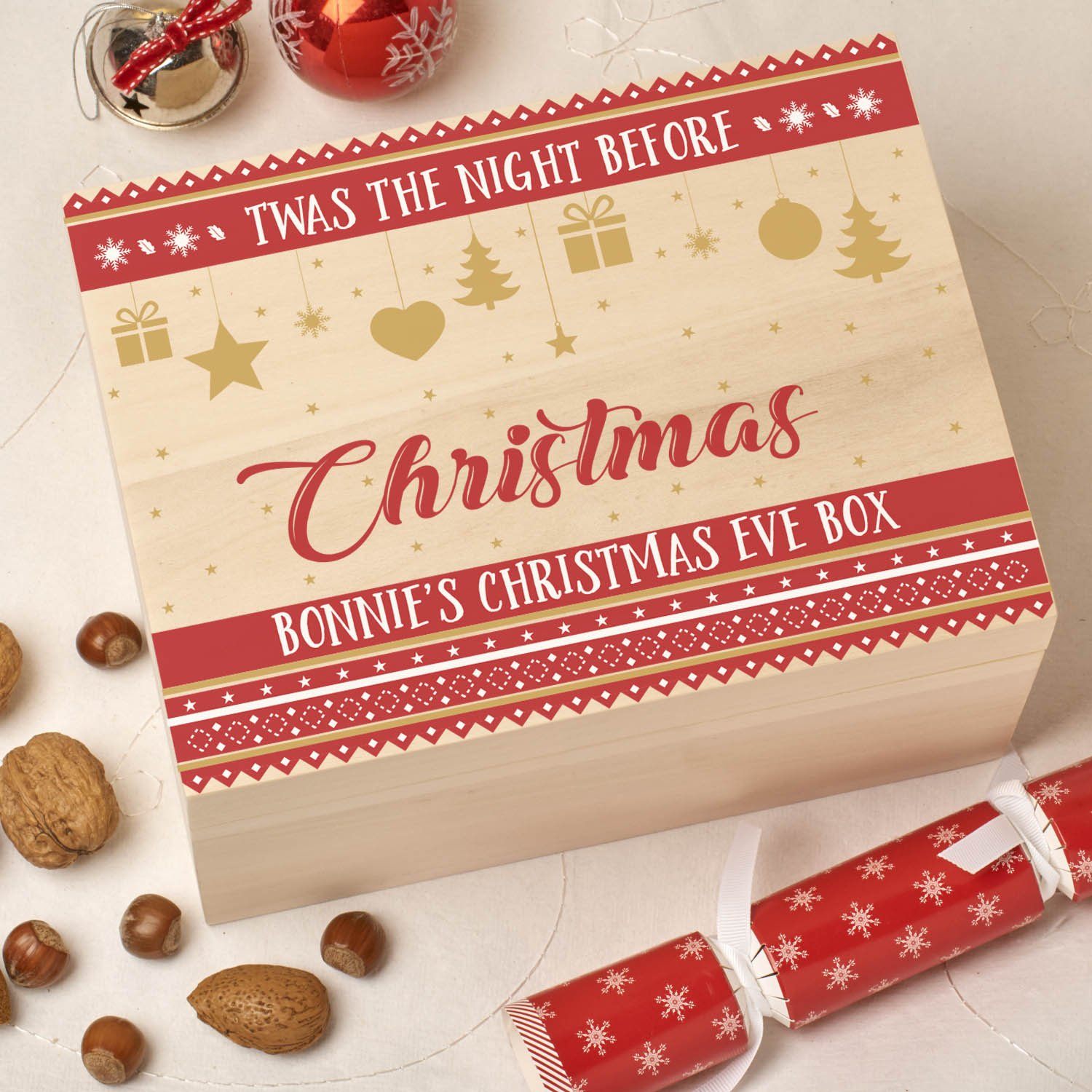 Christmas Box - Colour - Personalised Wooden Colour Christmas Eve Box - Night Before