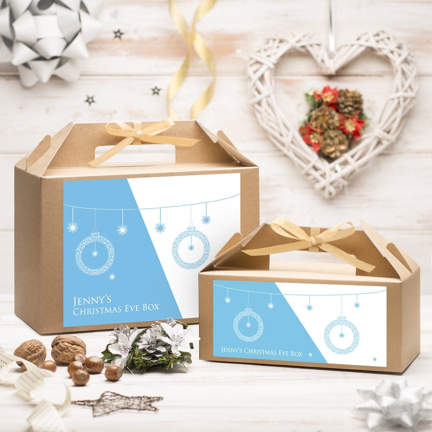 Christmas Box - Personalised Christmas Eve Box - Blue Baubles Design