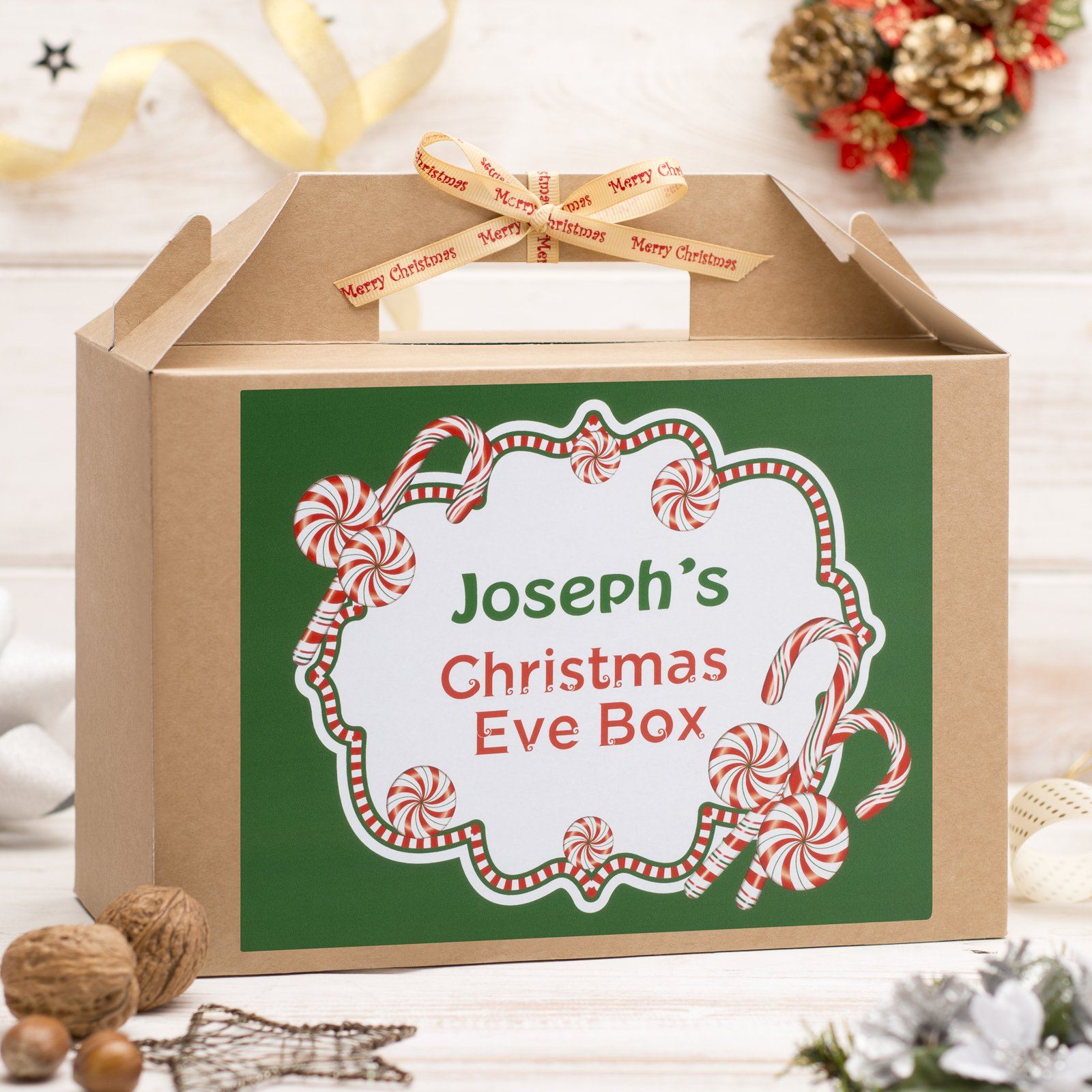 Christmas Box - Personalised Christmas Eve Box - Candy Cane Design