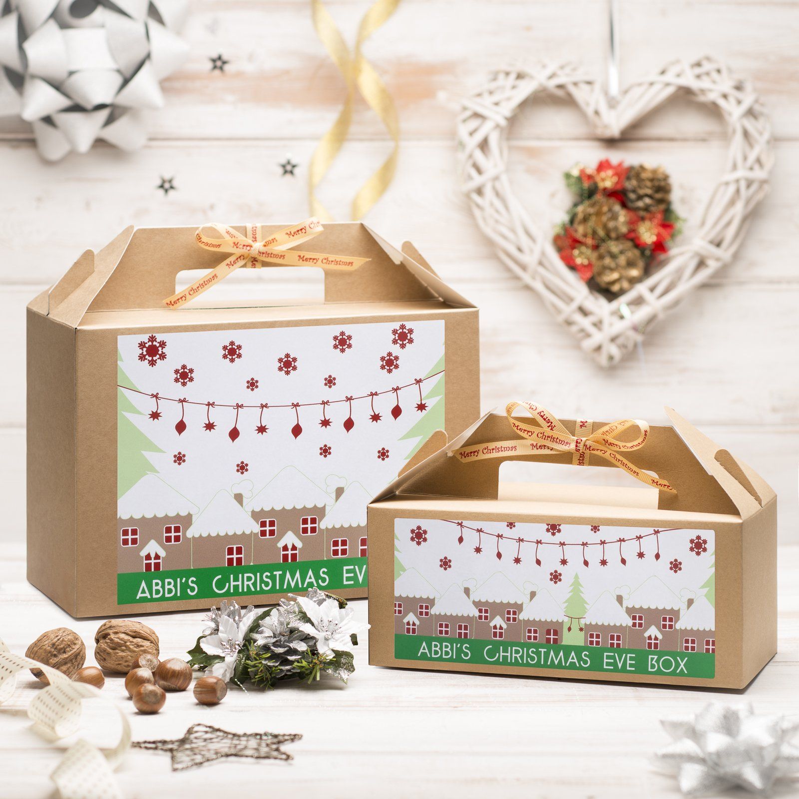 Christmas Box - Personalised Christmas Eve Box - Houses And Trees Design