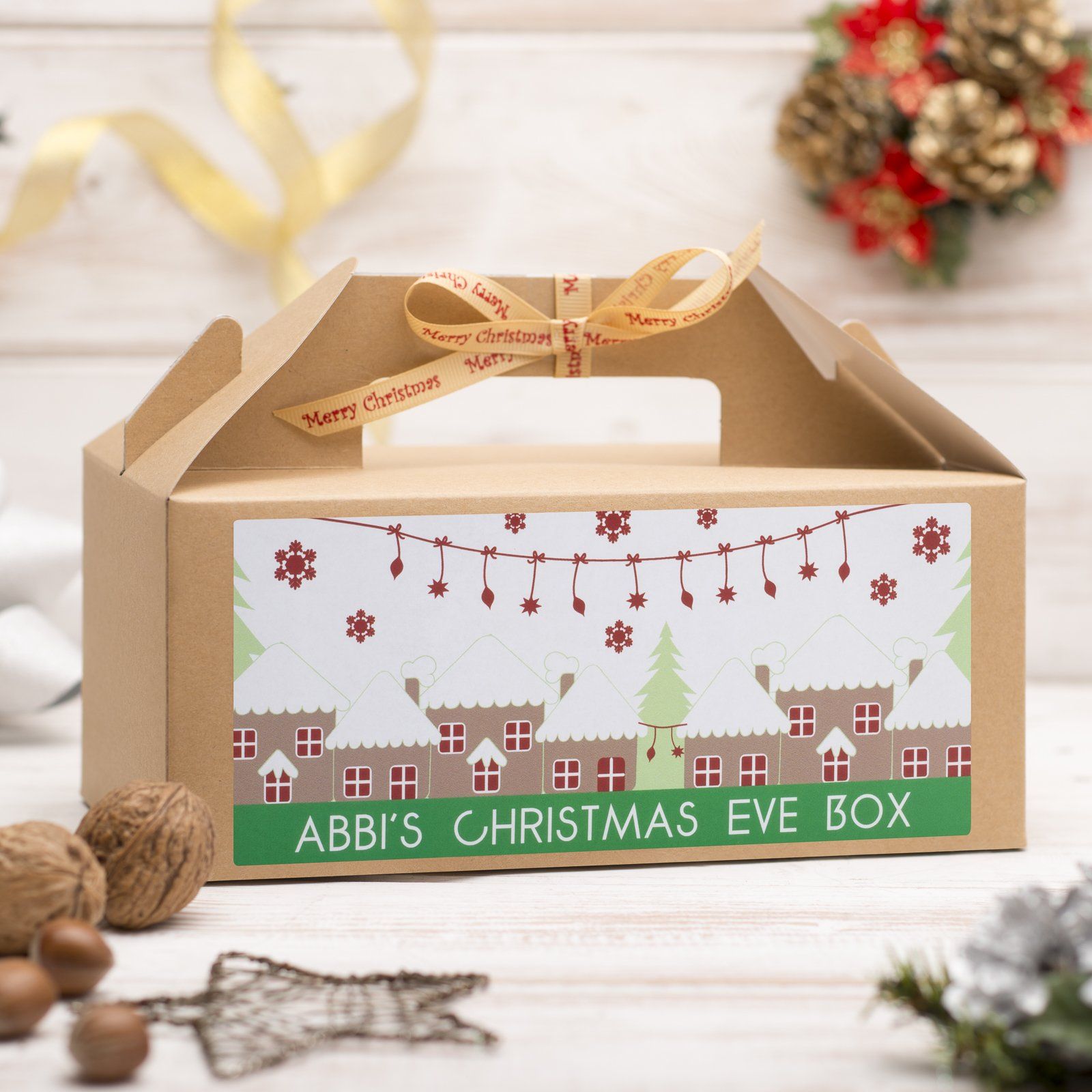 Christmas Box - Personalised Christmas Eve Box - Houses And Trees Design