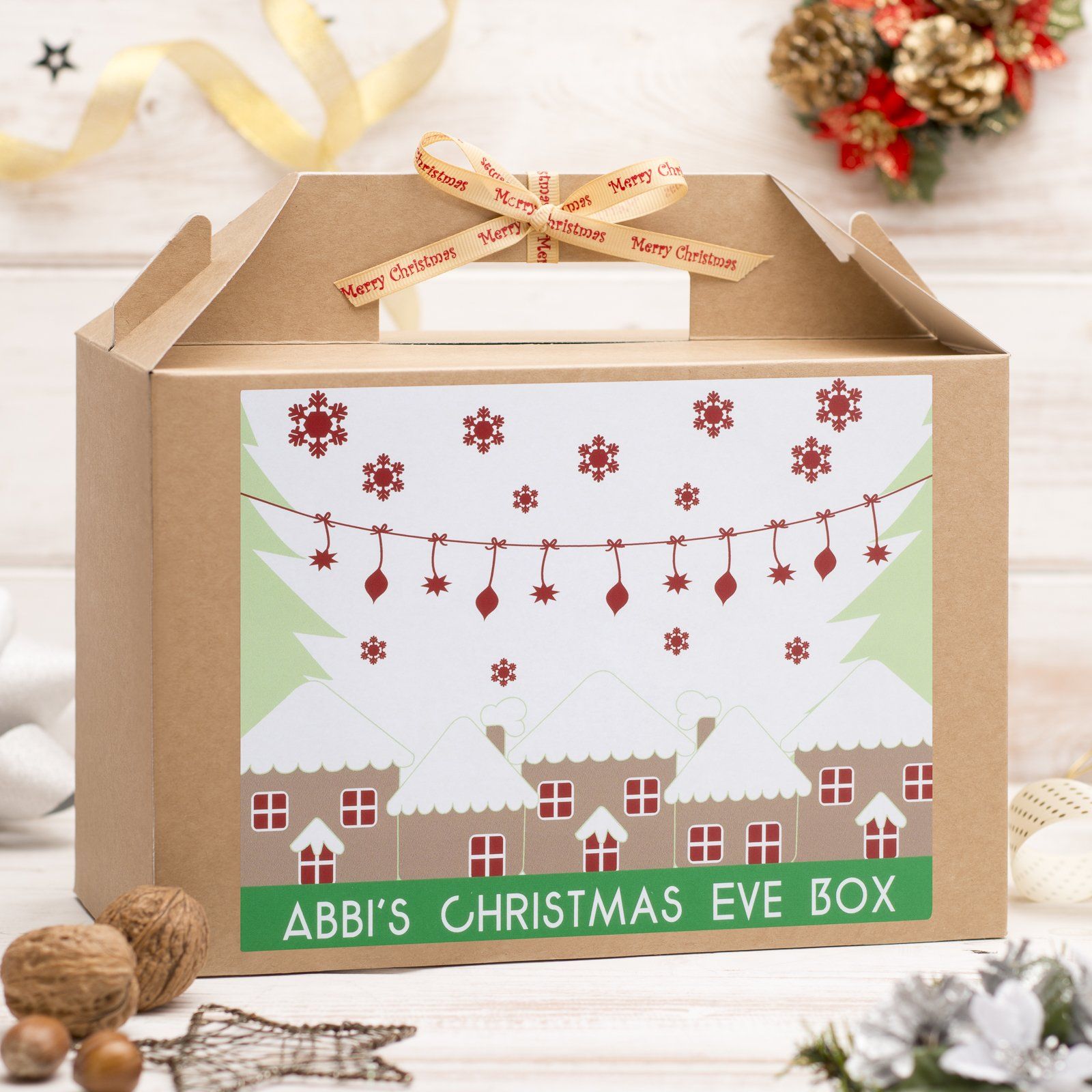 Christmas Box - Personalised Christmas Eve Box - Houses And Trees Design