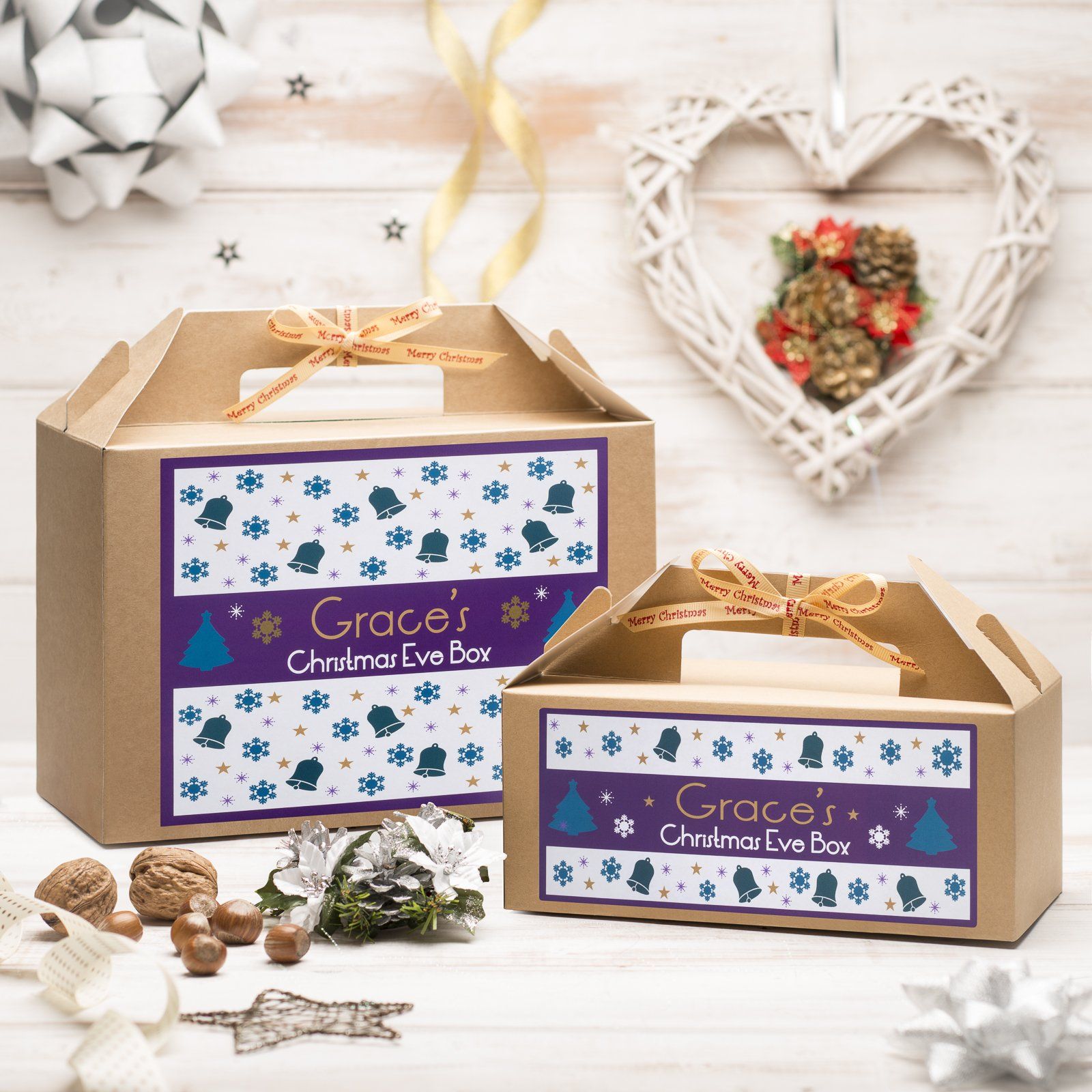 Christmas Box - Personalised Christmas Eve Box - Purple Pattern Design