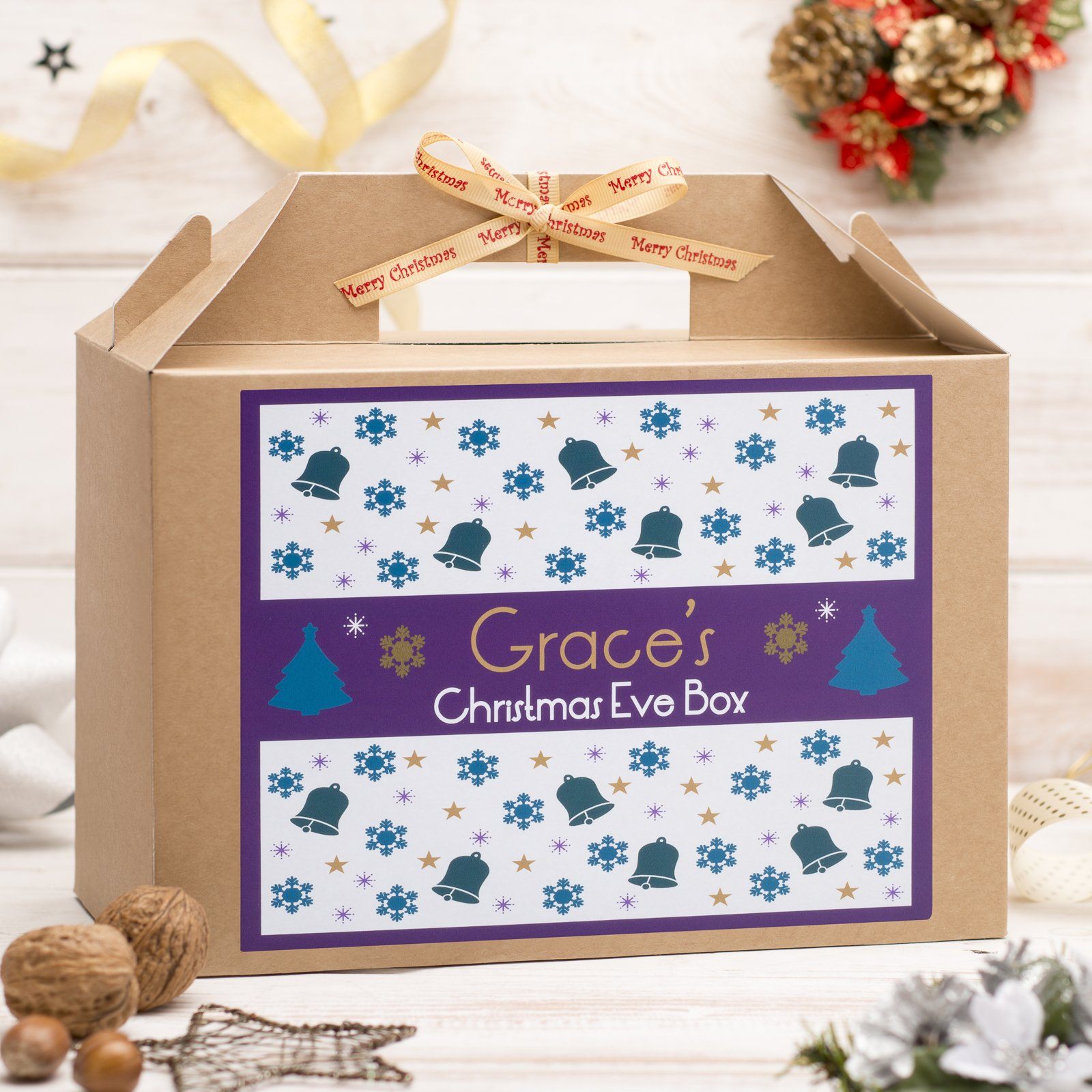 Christmas Box - Personalised Christmas Eve Box - Purple Pattern Design