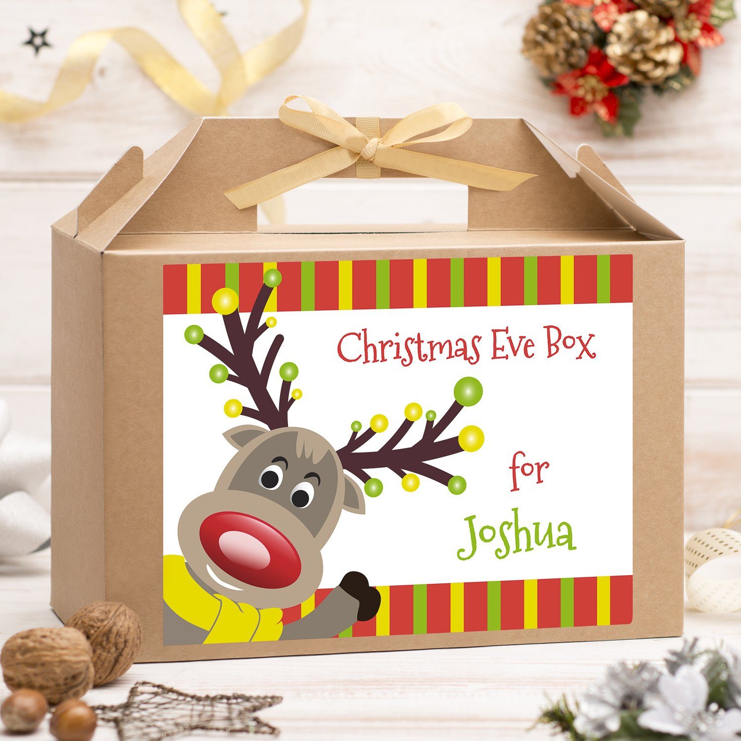 Christmas Box - Personalised Christmas Eve Box - Reindeer Design