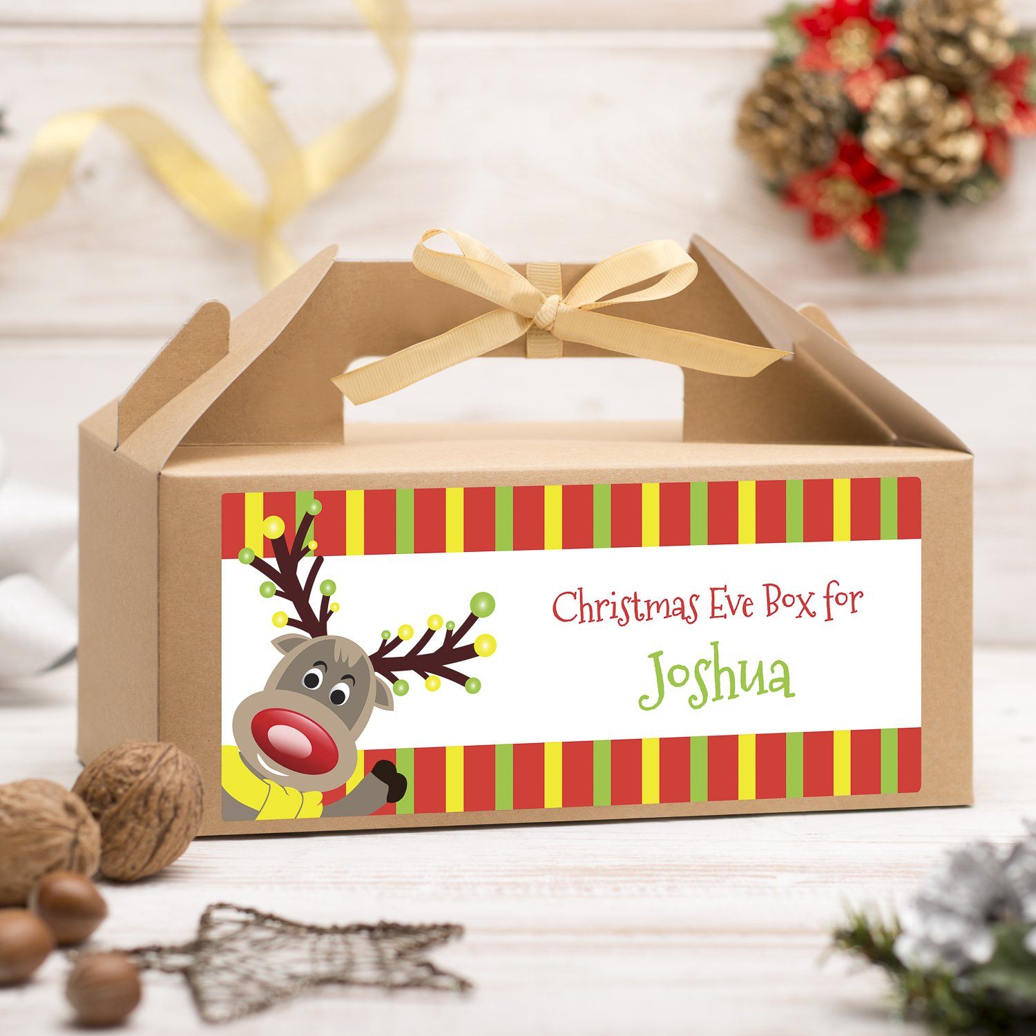 Christmas Box - Personalised Christmas Eve Box - Reindeer Design
