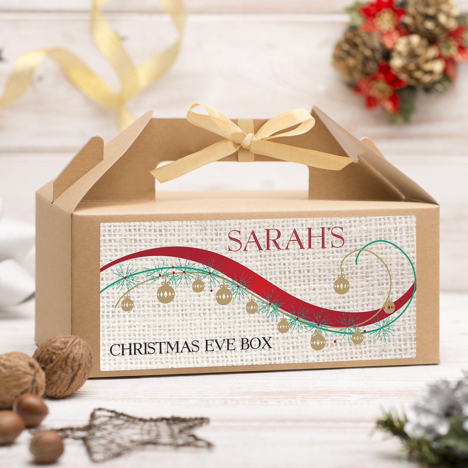 Christmas Box - Personalised Christmas Eve Box - Sack Cloth Design