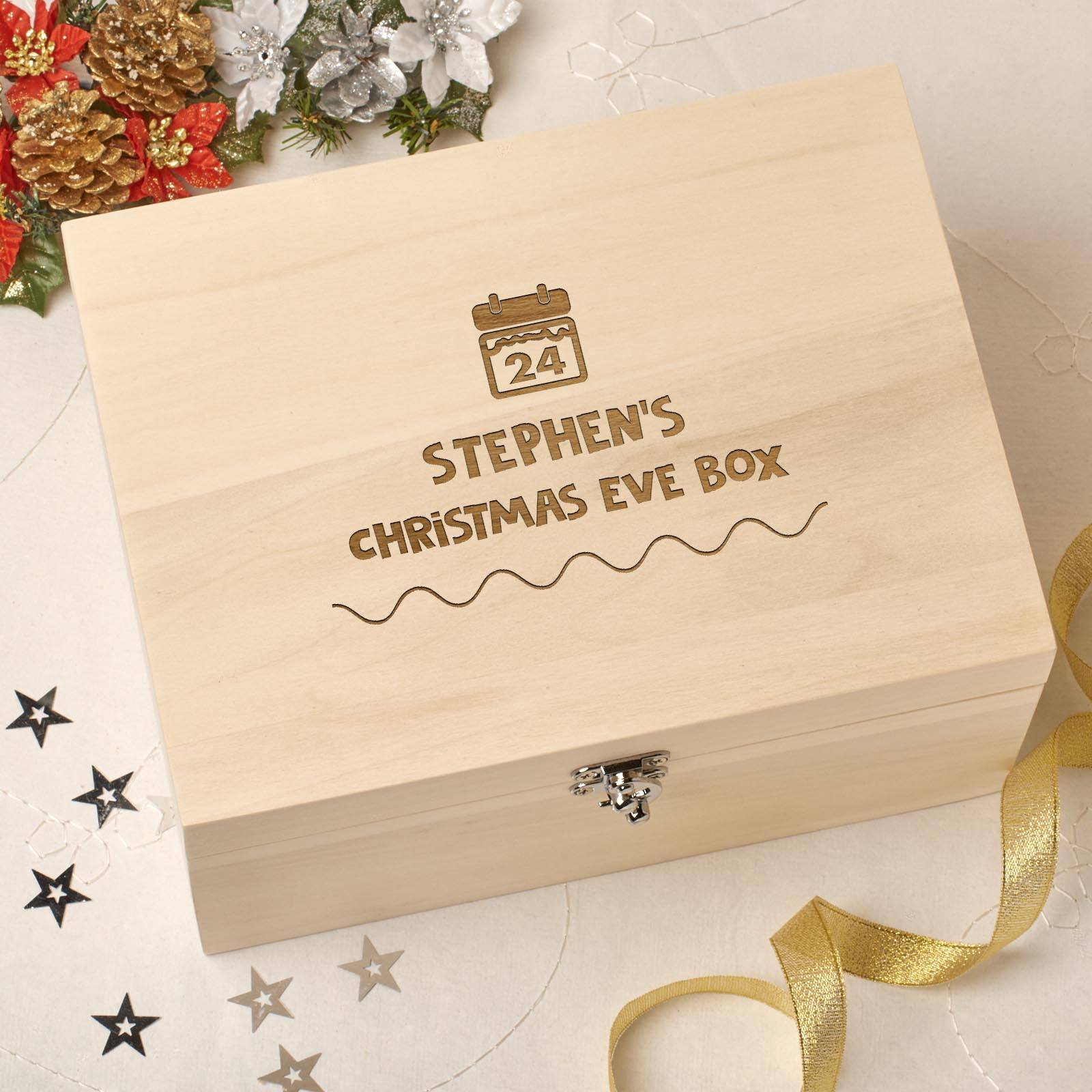 Christmas Box - Personalised Wooden Christmas Eve Box - Calendar Design