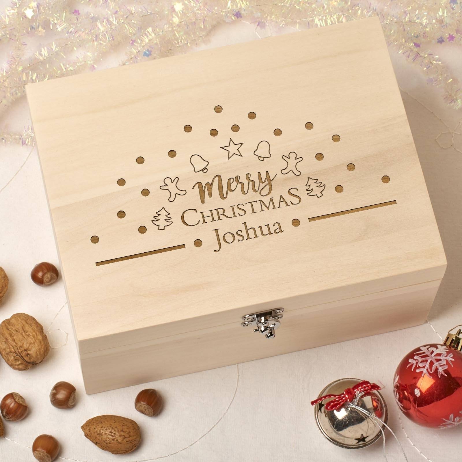 Christmas Box - Personalised Wooden Christmas Eve Box - Icons Design