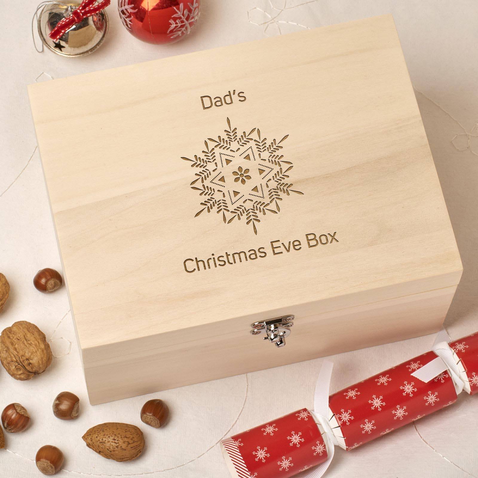 Christmas Box - Personalised Wooden Christmas Eve Box - Snowflake Design