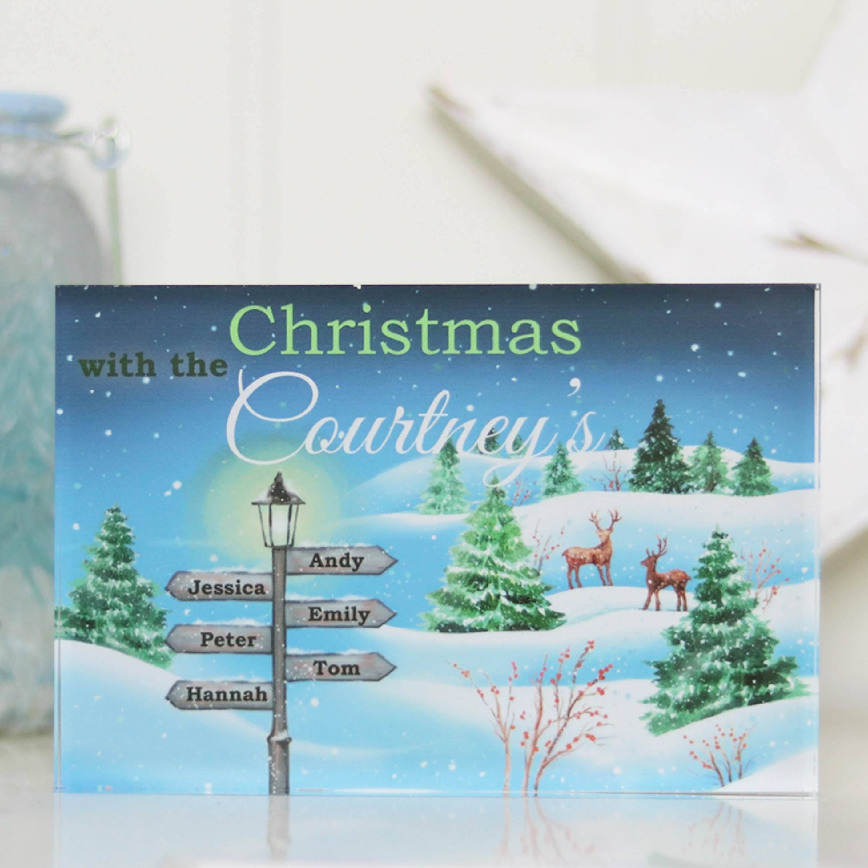 Christmas Decoration - Personalised Christmas Acrylic Table Top Decorations - Sign Post