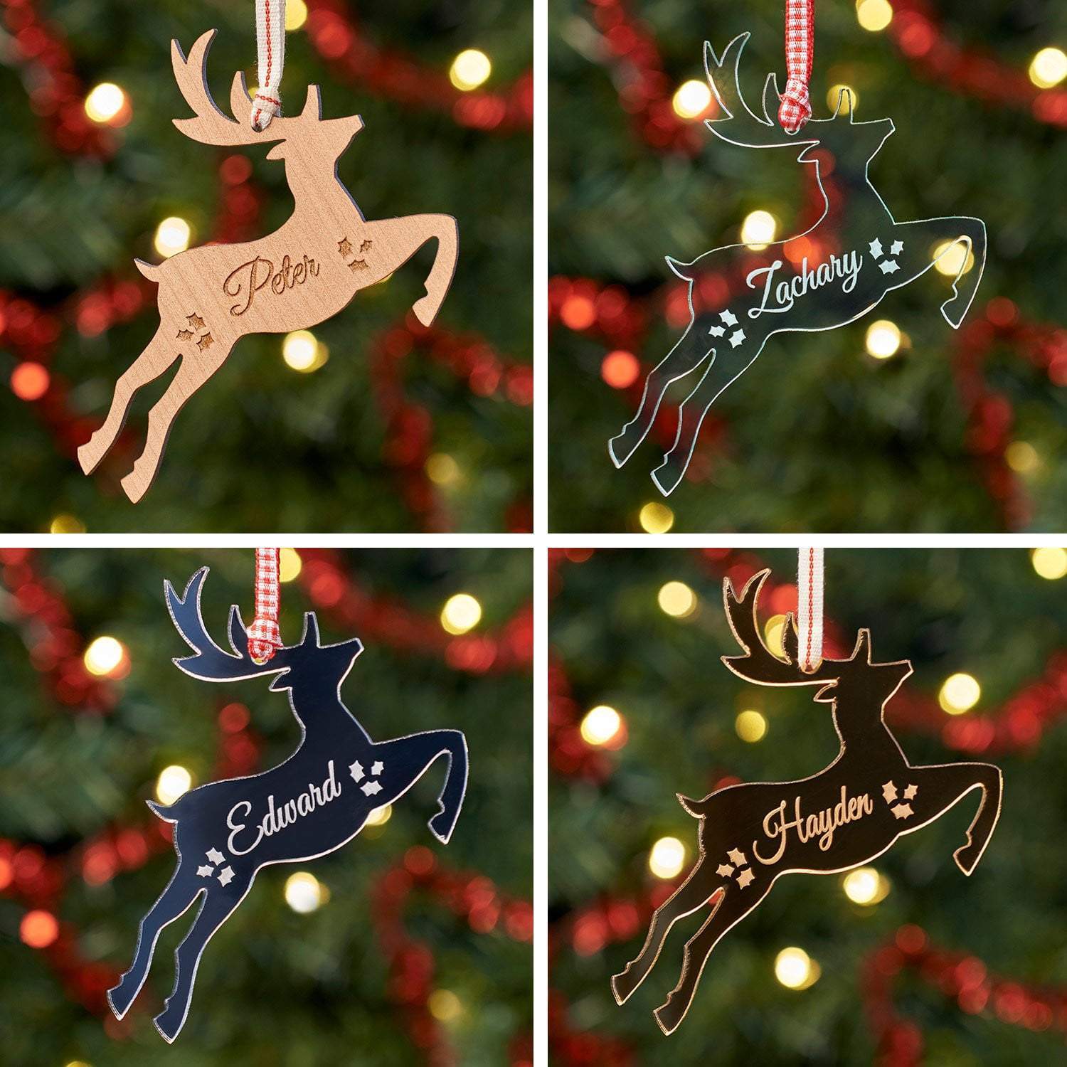 Christmas Decoration - Personalised Christmas Tree Decoration Leaping Reindeer - Custom