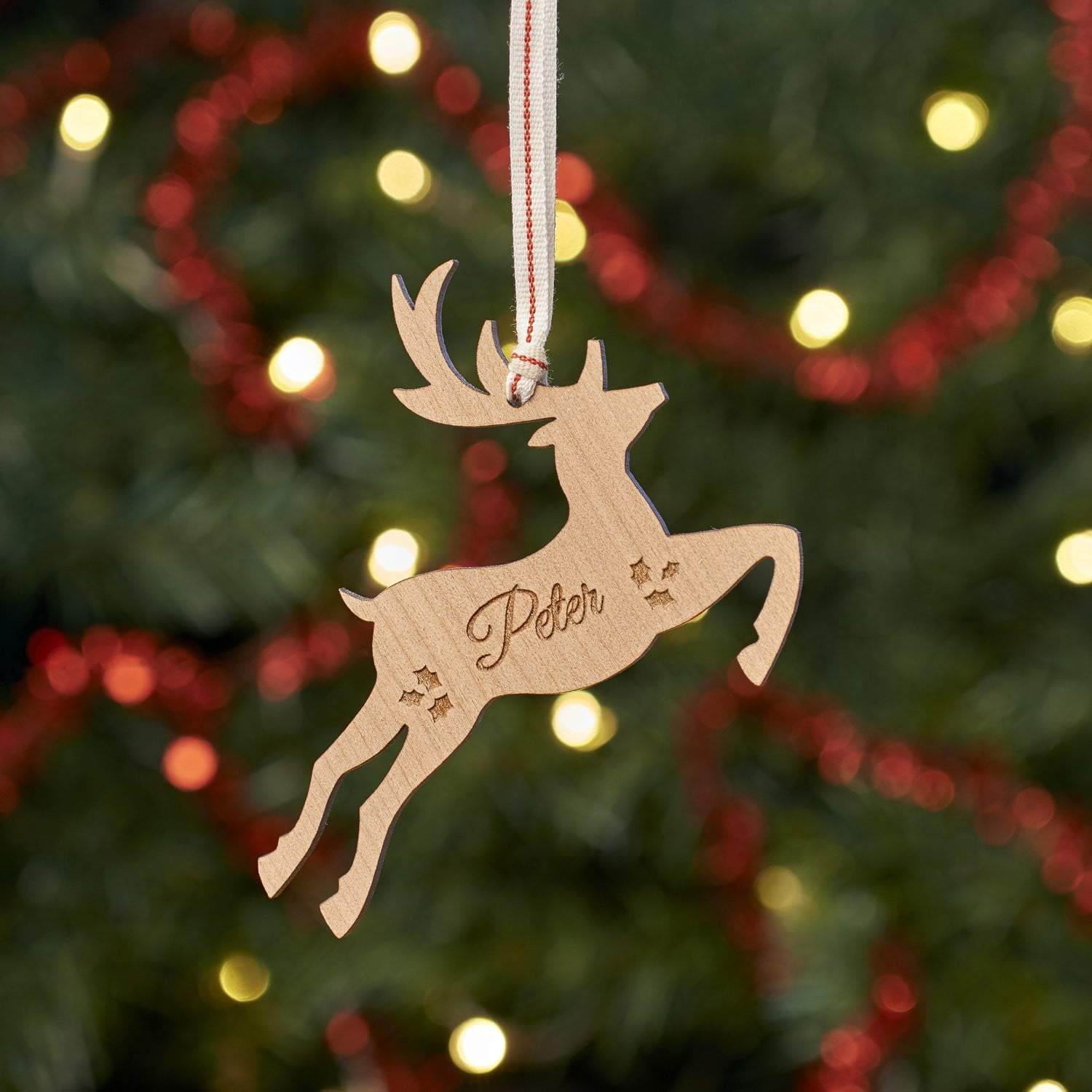 Christmas Decoration - Personalised Christmas Tree Decoration Leaping Reindeer - Custom