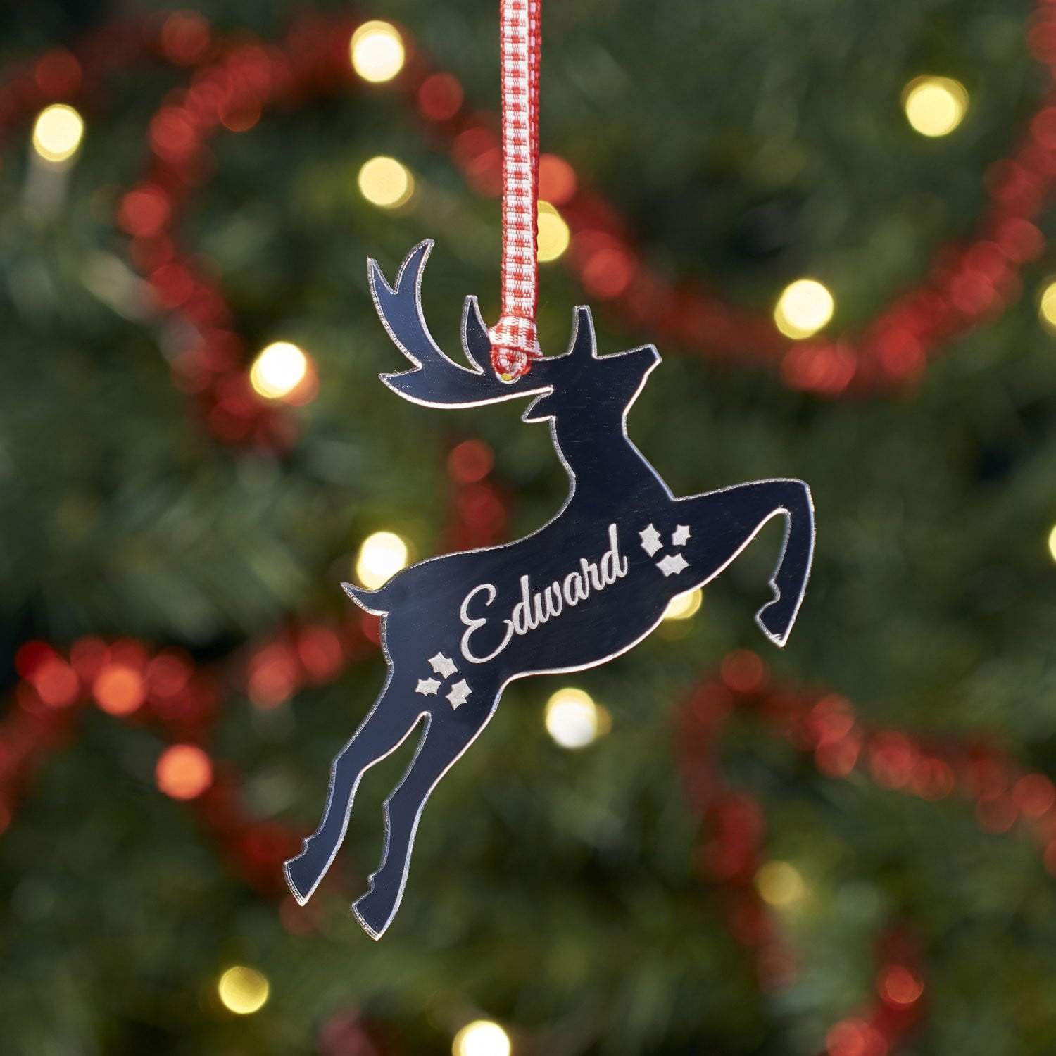 Christmas Decoration - Personalised Christmas Tree Decoration Leaping Reindeer - Custom