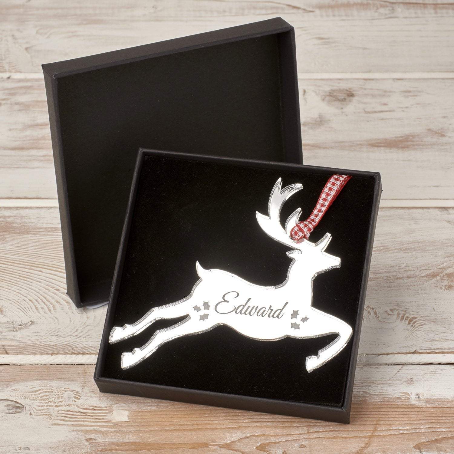 Christmas Decoration - Personalised Christmas Tree Decoration Leaping Reindeer - Custom