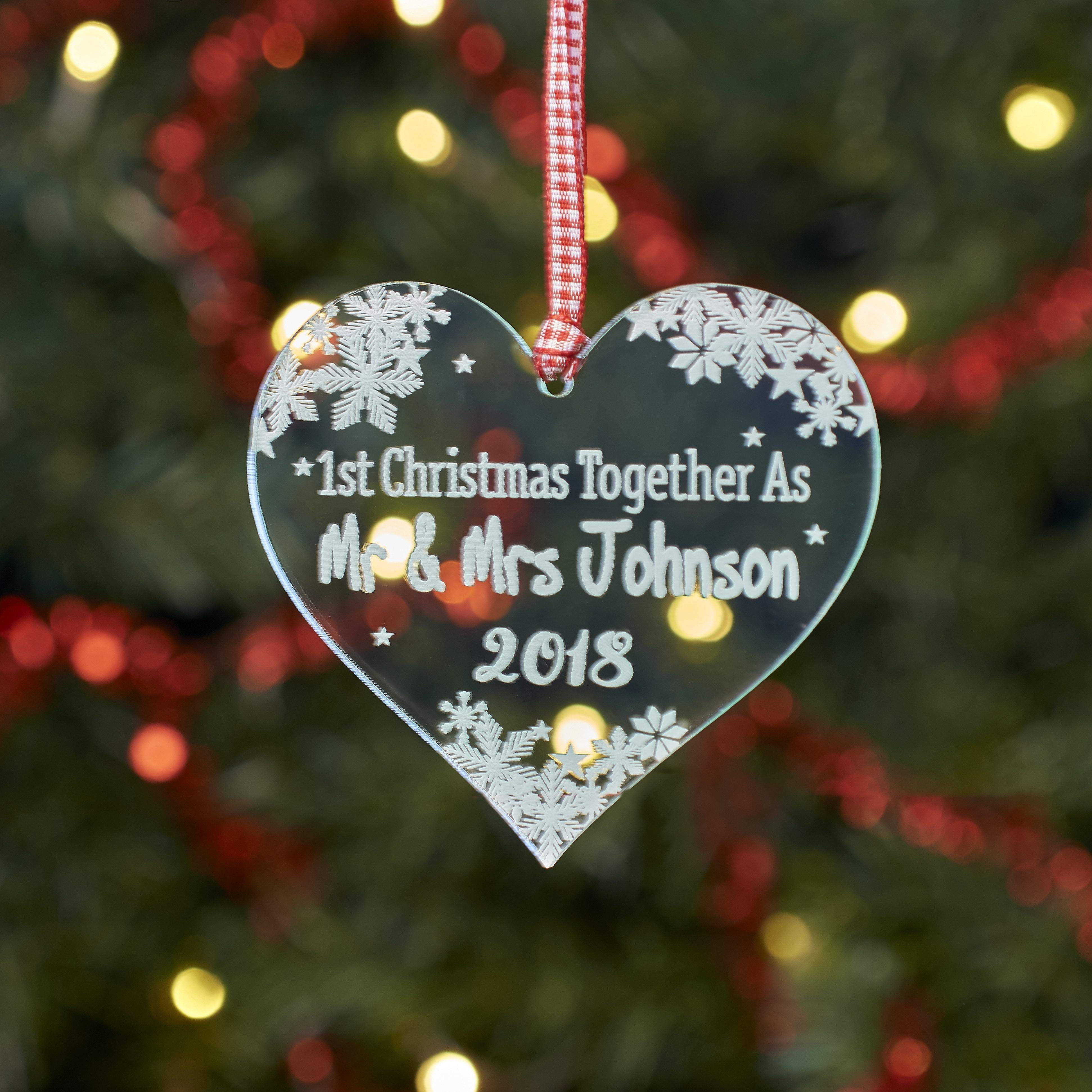 Christmas Decoration - Personalised Heart Snowflake Tree Decoration