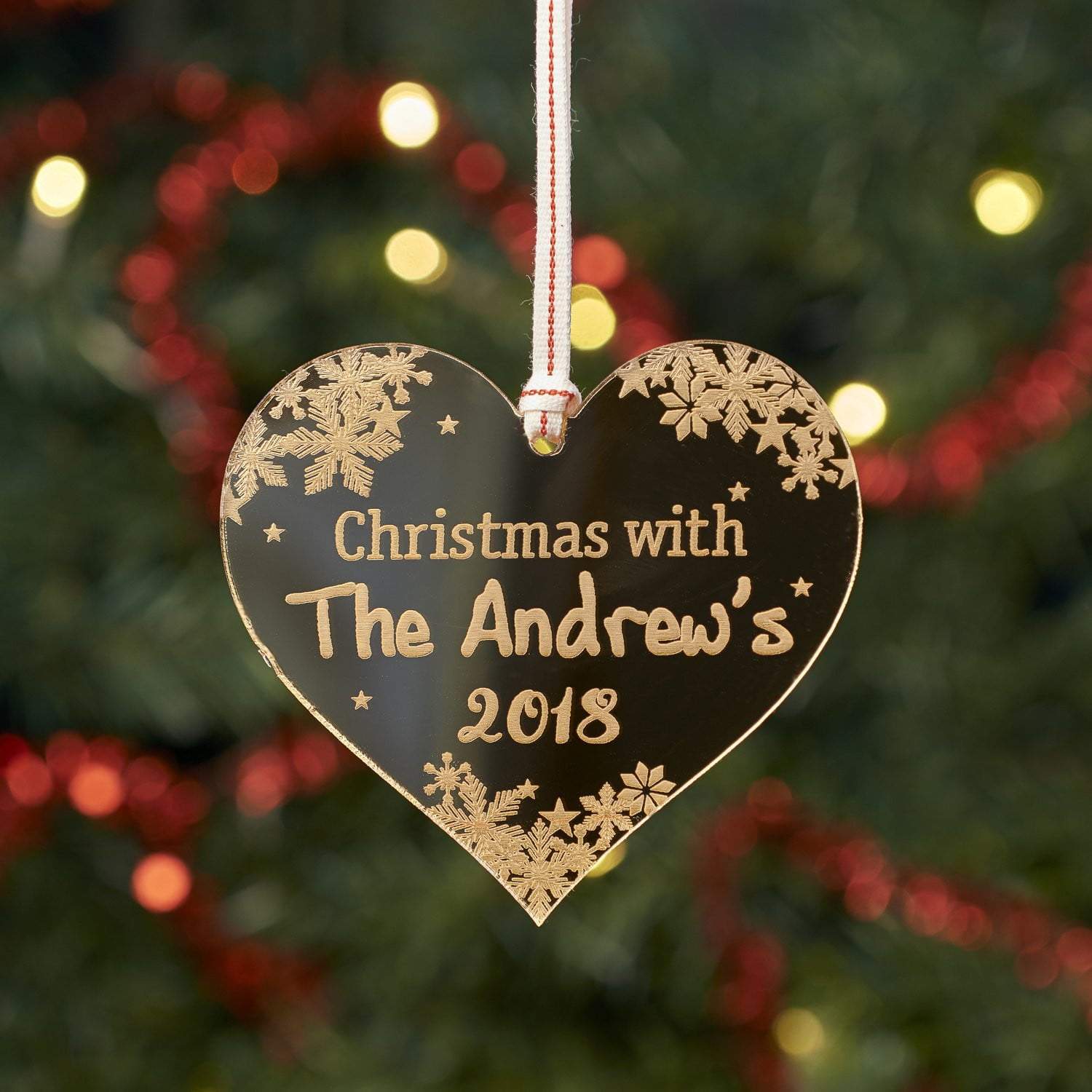 Christmas Decoration - Personalised Heart Snowflake Tree Decoration