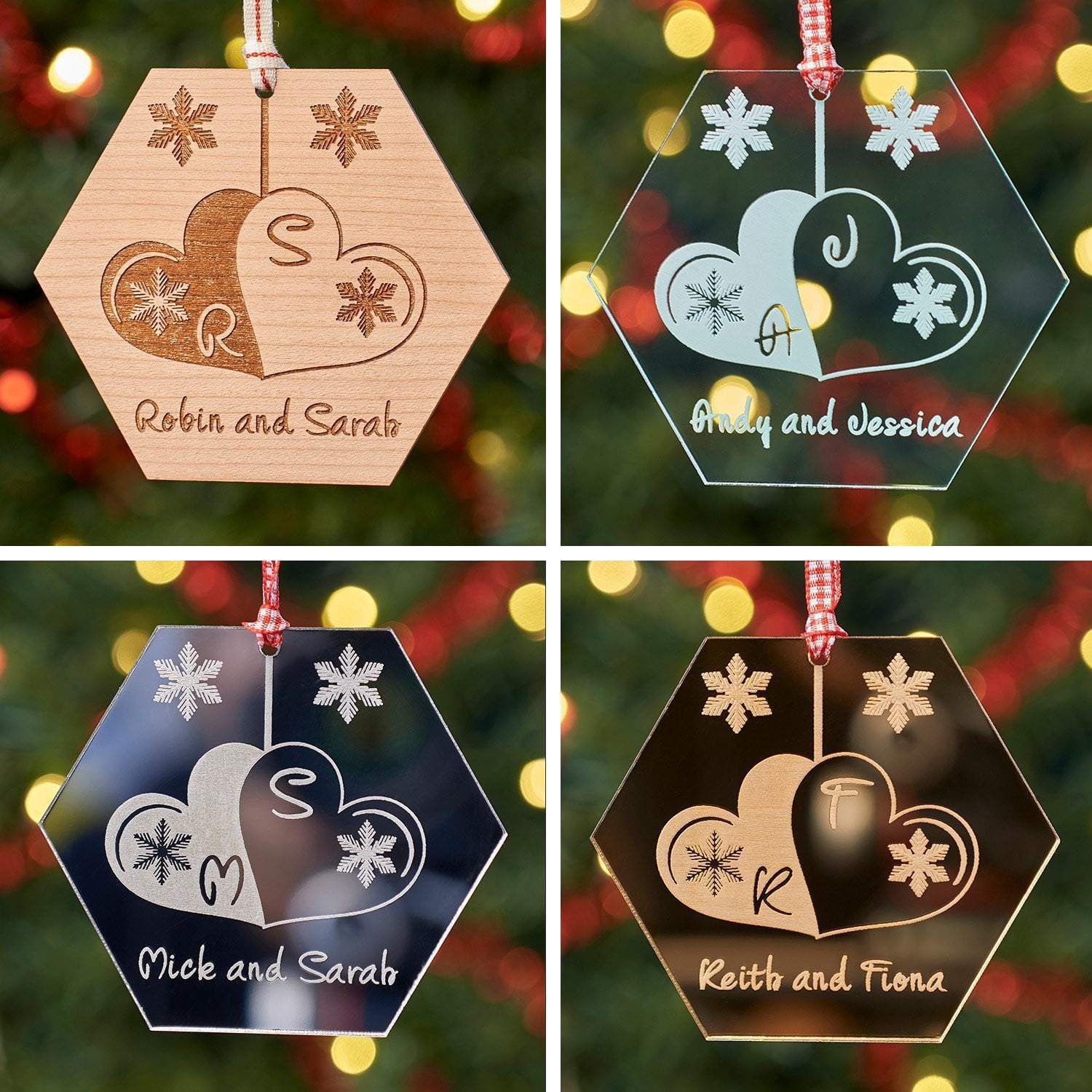 Christmas Decoration - Personalised Hexagon Tree Decoration