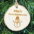 Christmas Decoration - Personalised Rustic Log Slice Christmas Tree Decoration - Snowman