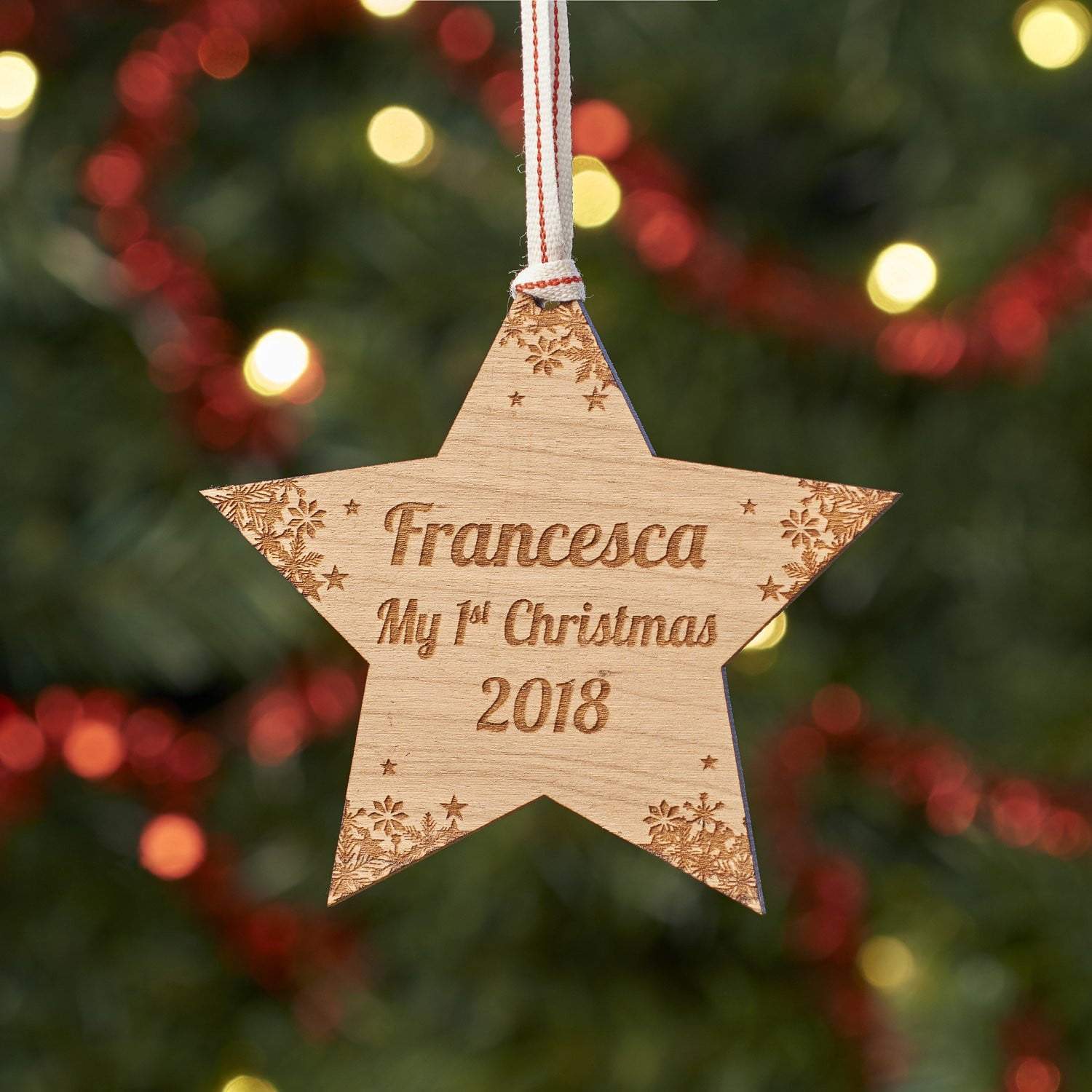 Christmas Decoration - Personalised Star First Christmas Tree Decoration