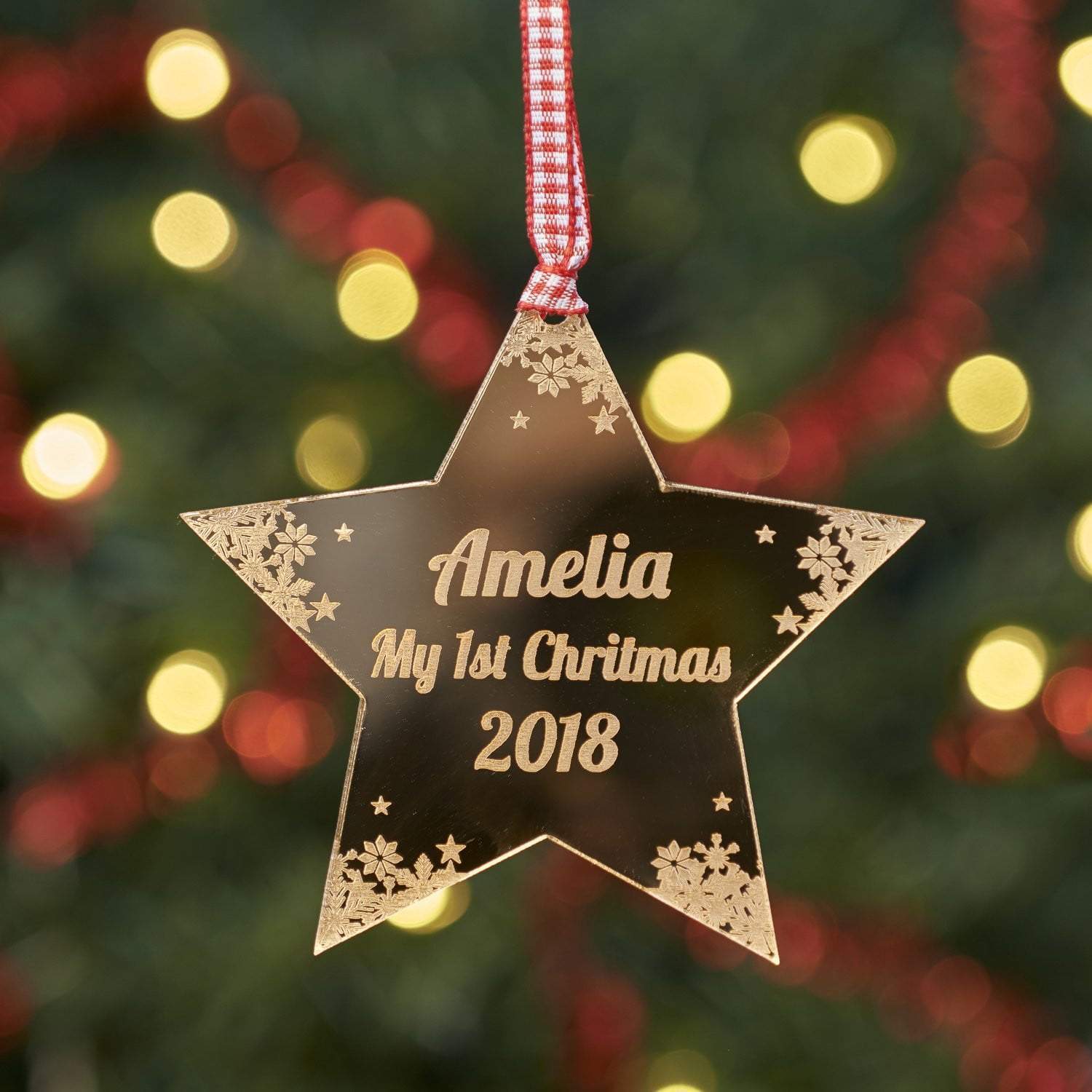 Christmas Decoration - Personalised Star First Christmas Tree Decoration