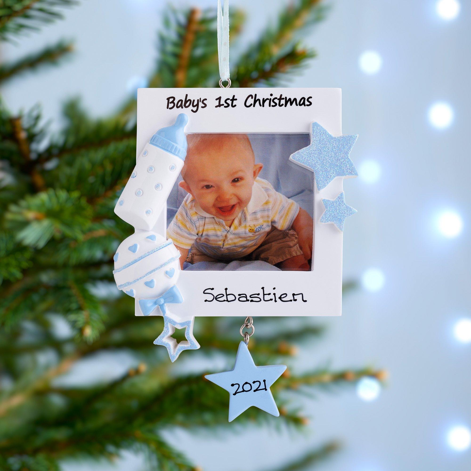 Personalised Baby's 1st Christmas Xmas Tree Decoration Ornament Christmas Baby Frame