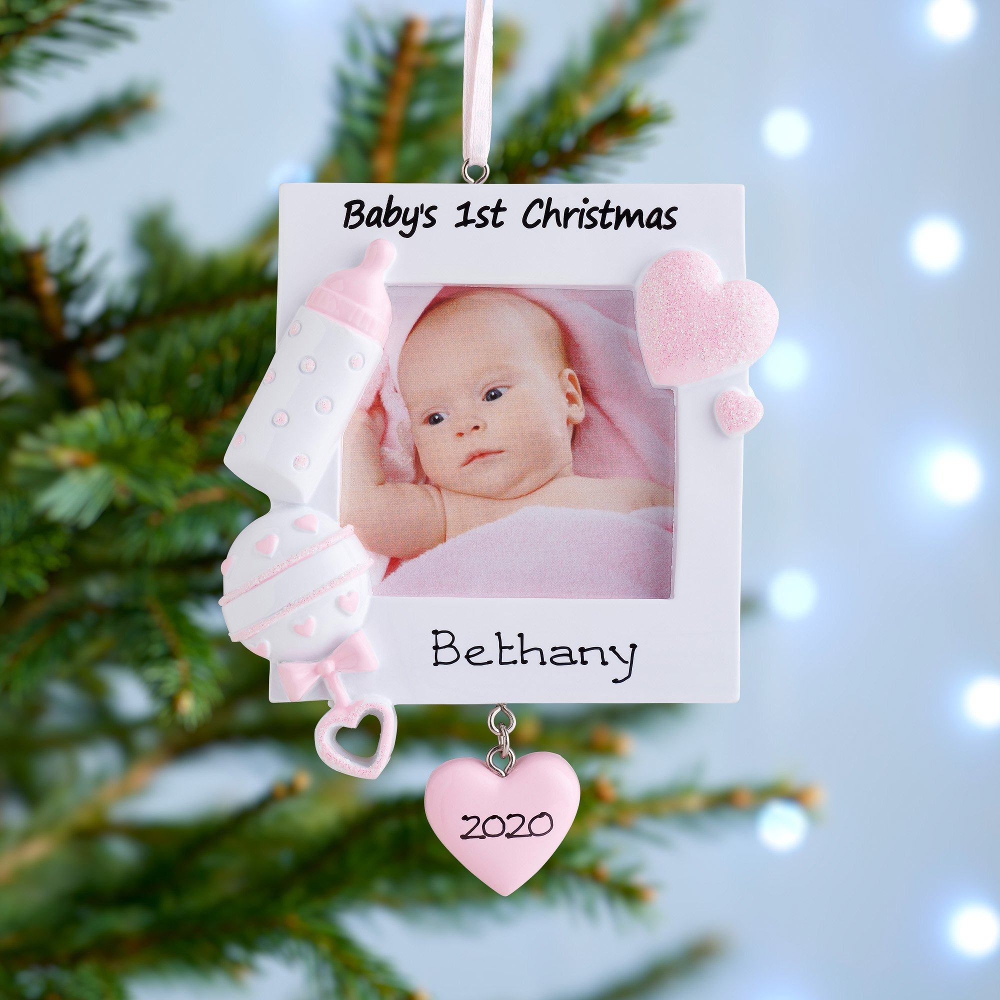 Personalised Baby's 1st Xmas Tree Decoration Ornament Picture